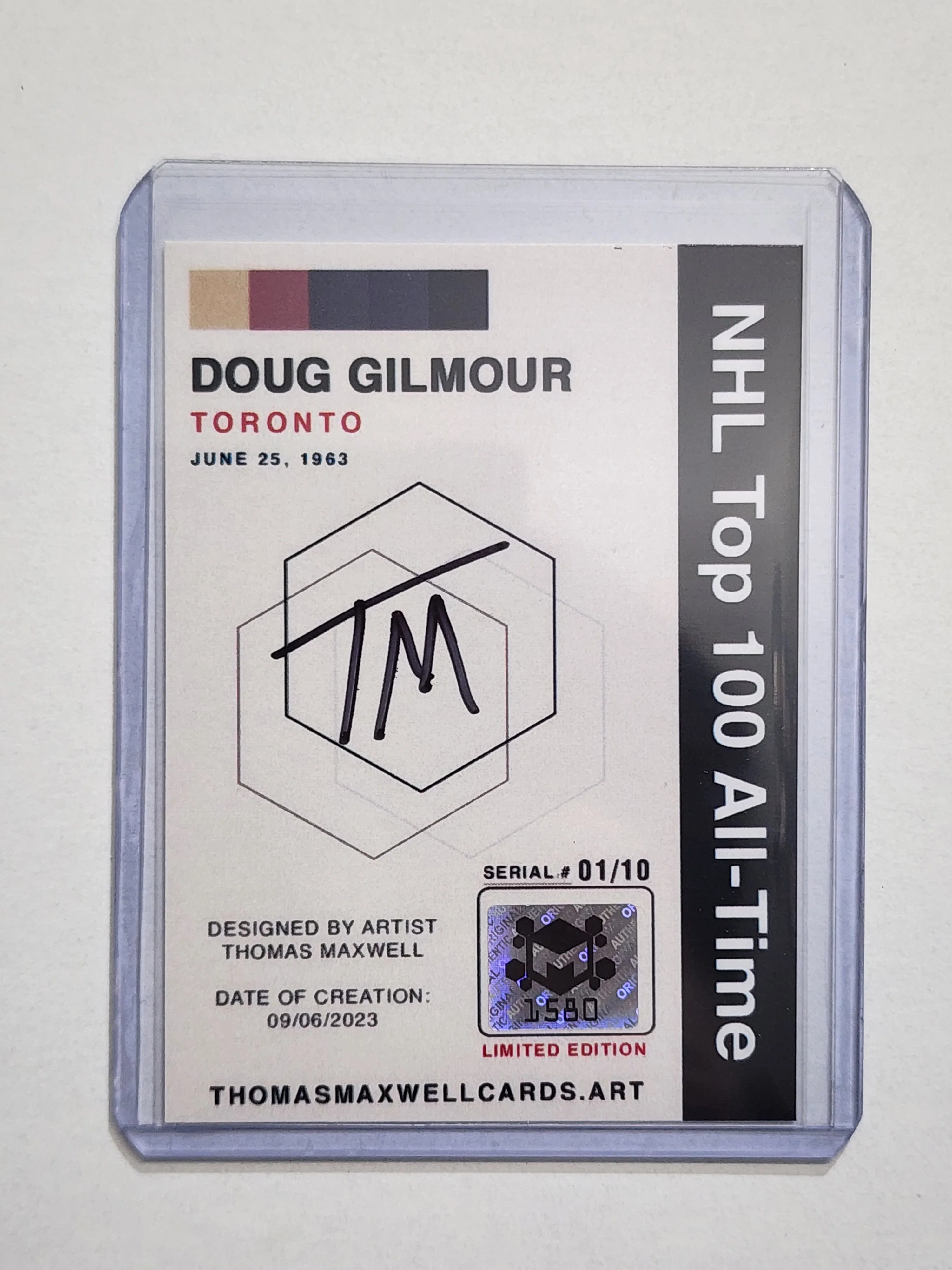 Doug Gilmour Artist Signed Hockey Art Card 1/10