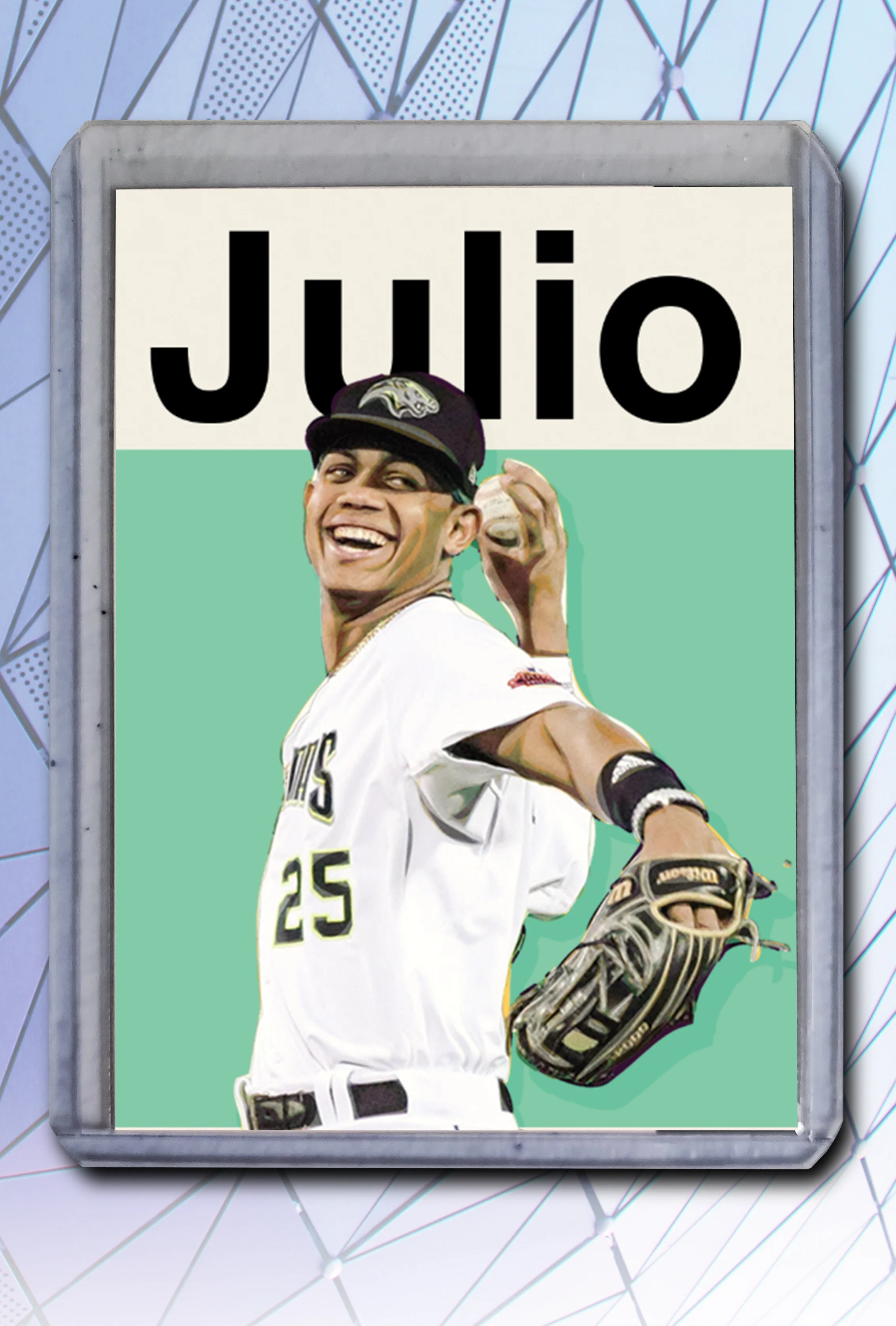 Julio Rodriguez Artist Signed Baseball Art Card 1/10