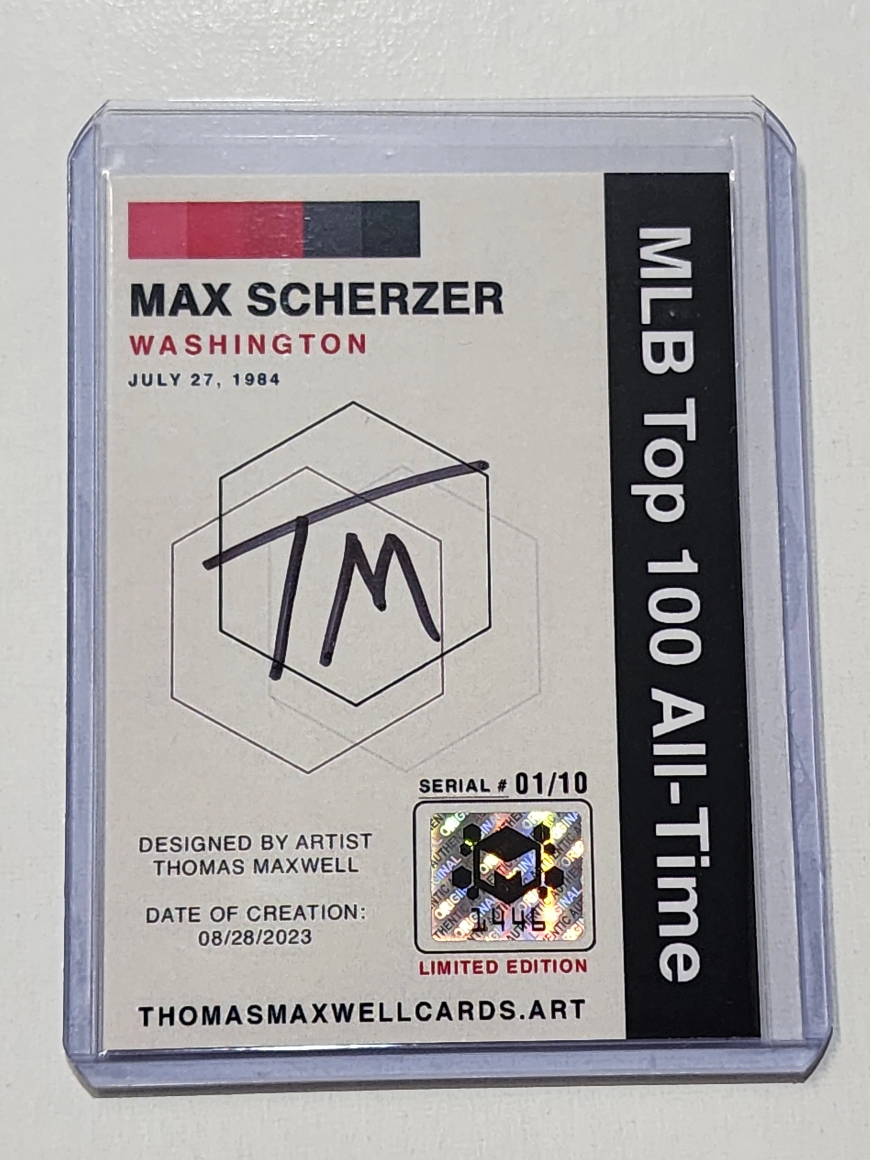 Max Scherzer Artist Signed Baseball Art Card 1/10