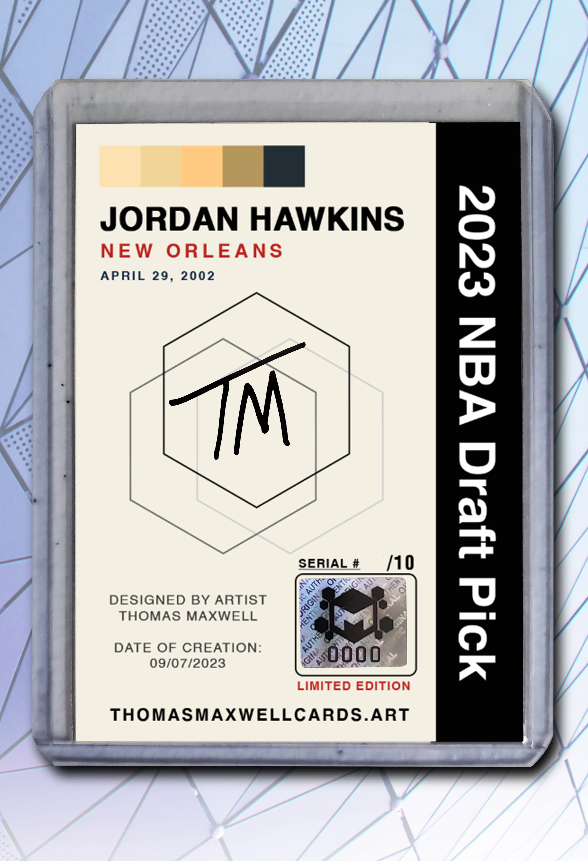 Jordan Hawkins Artist Signed Basketball Art Card 2/10