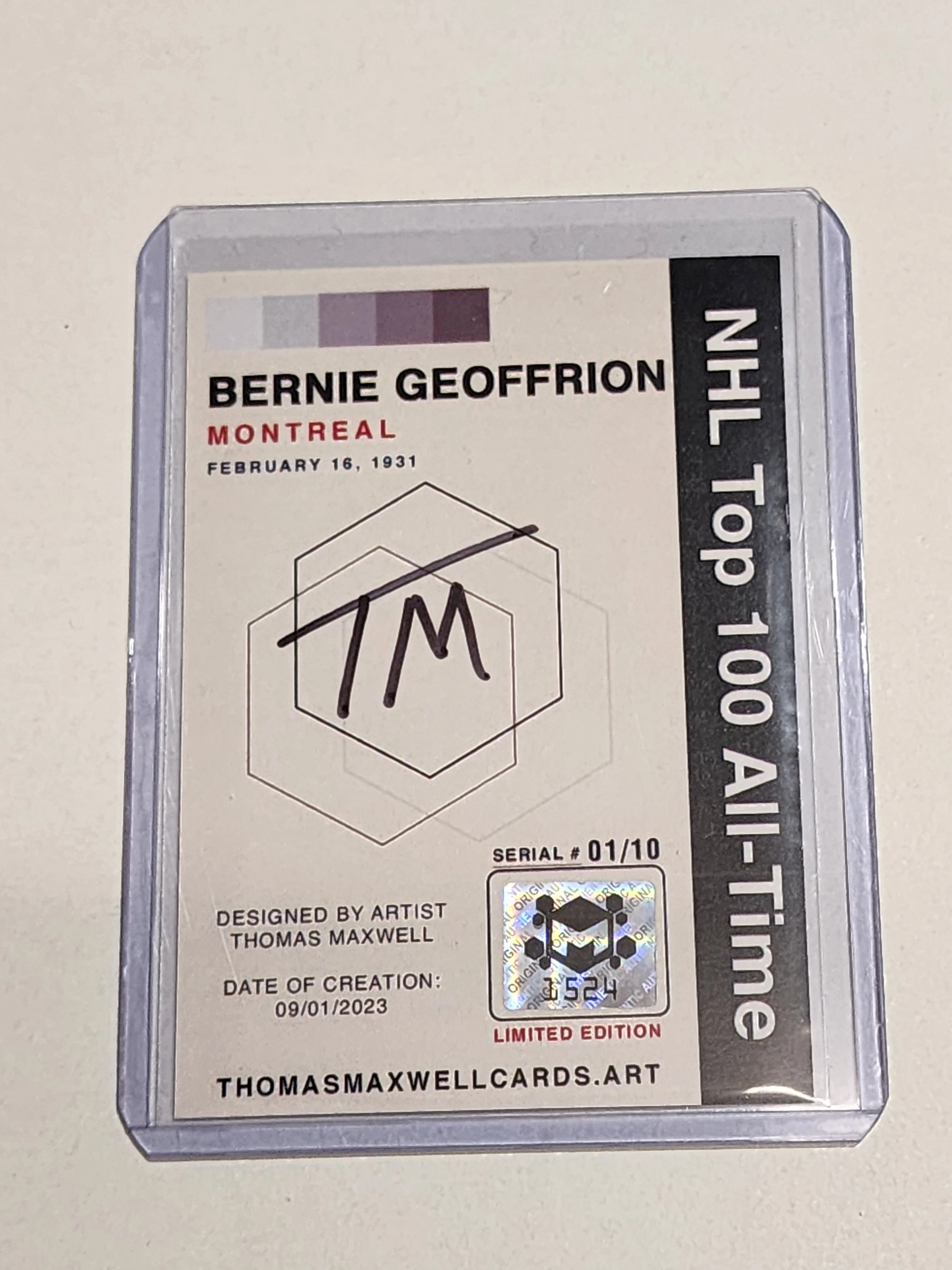 Bernie Geoffrion Artist Signed Hockey Art Card 1/10