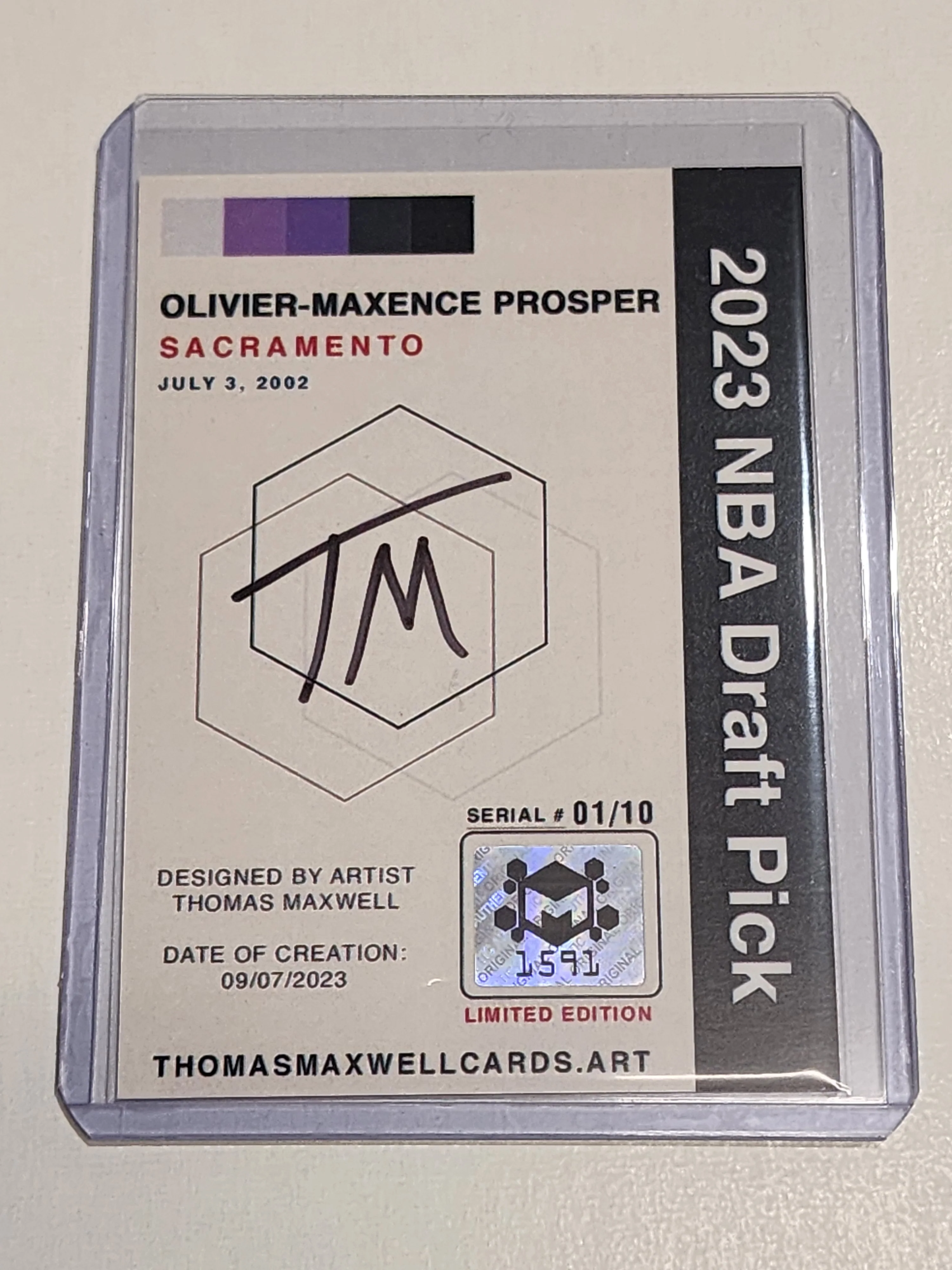 Olivier-Maxence Prosper Artist Signed Basketball Art Card 1/10