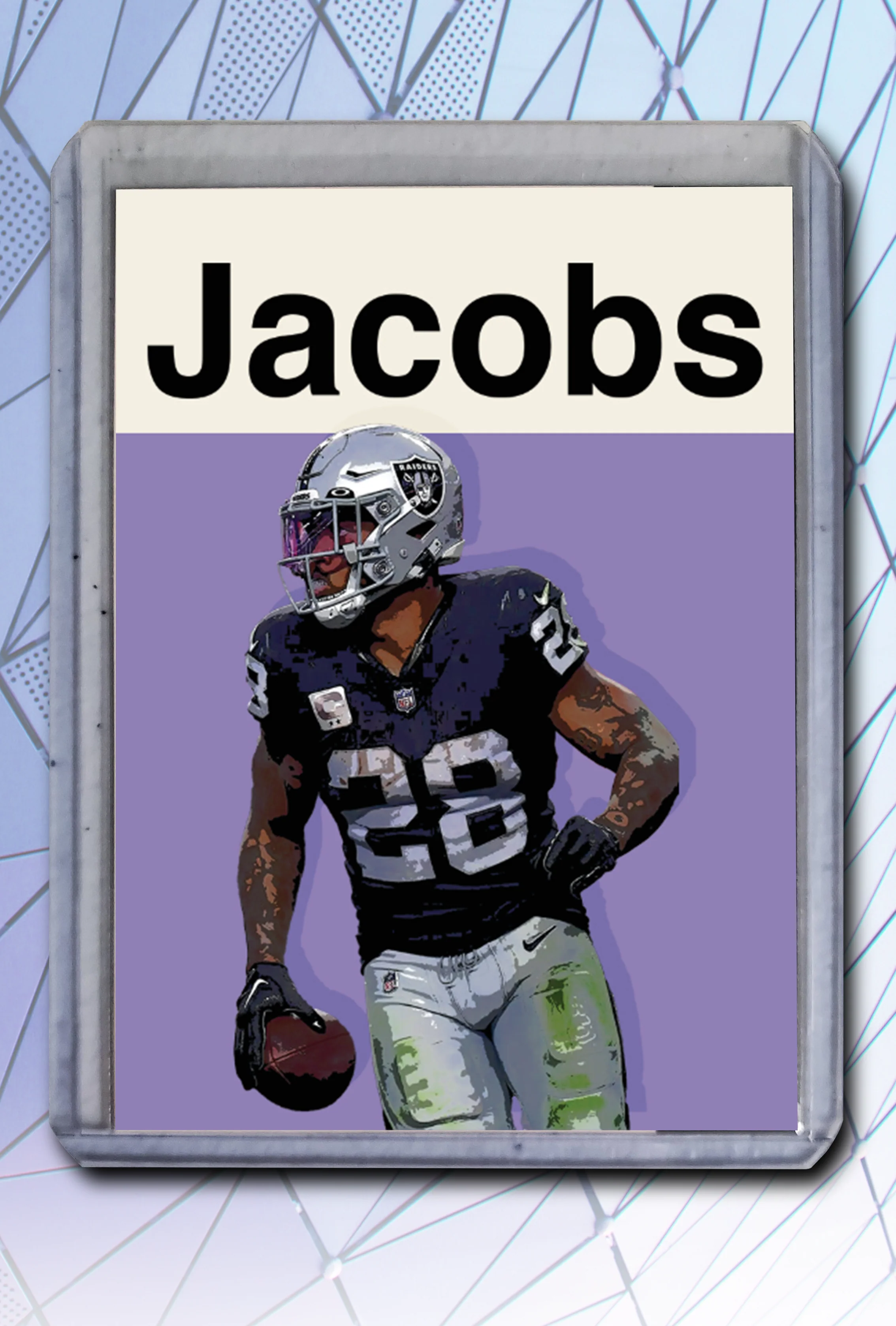 Josh Jacobs Artist Signed Football Art Card 1/10