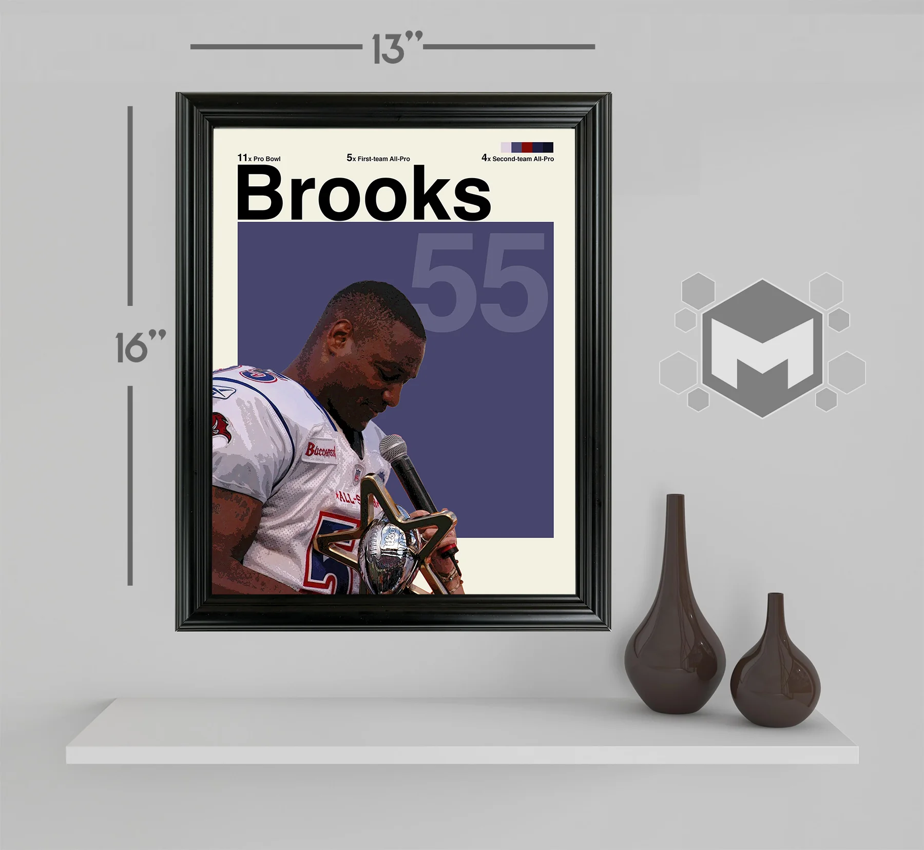 Derrick Brooks Framed Sports Art Photo by Thomas Maxwell