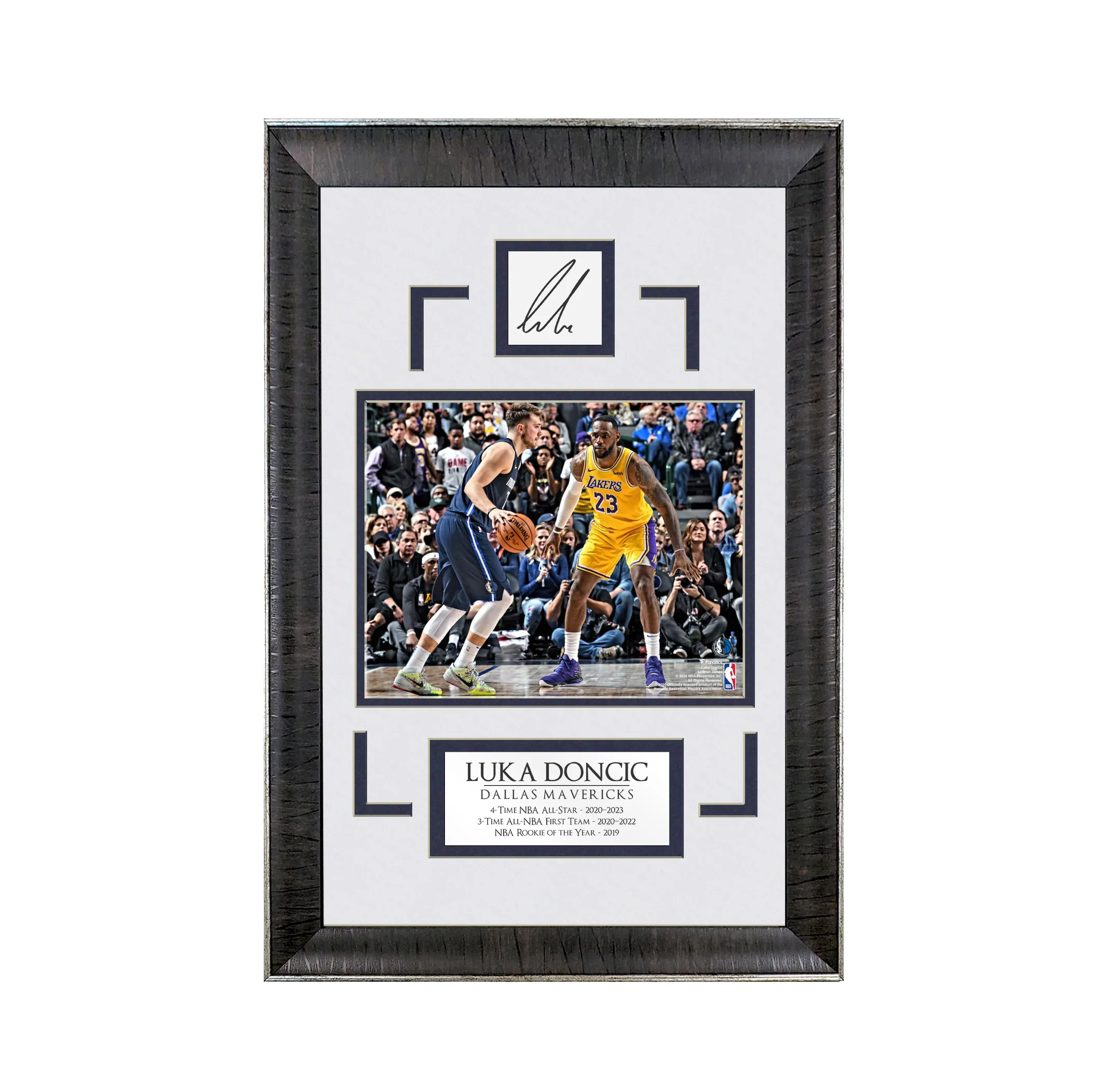 Luka Doncic v. Lebron James - Changing of the Guard - Spotlight Collection | 16 x 23 - Framed Basketball Photo