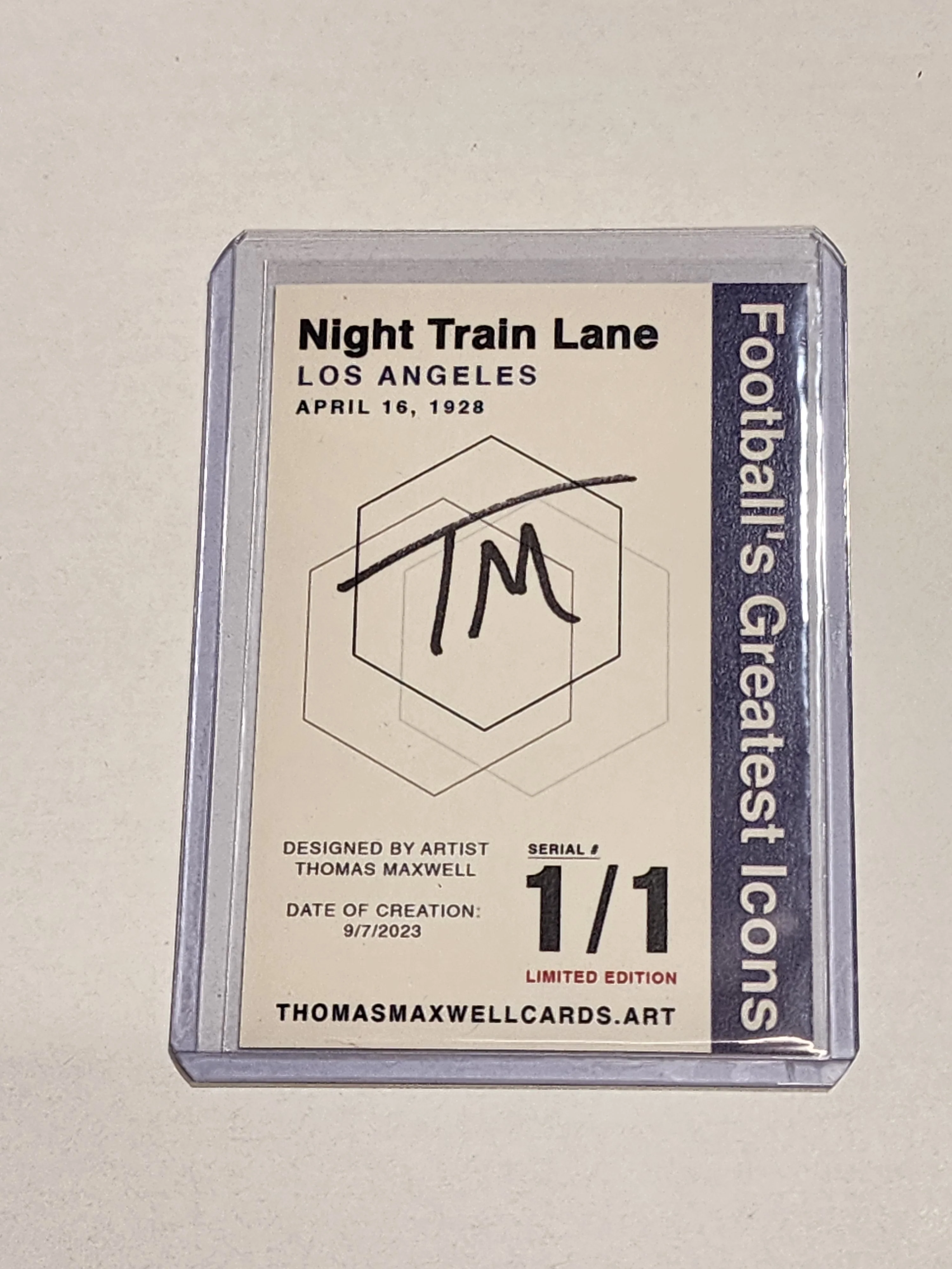 Night Train Lane Artist Signed Los Angeles Rams Refractor Art Card 1/1