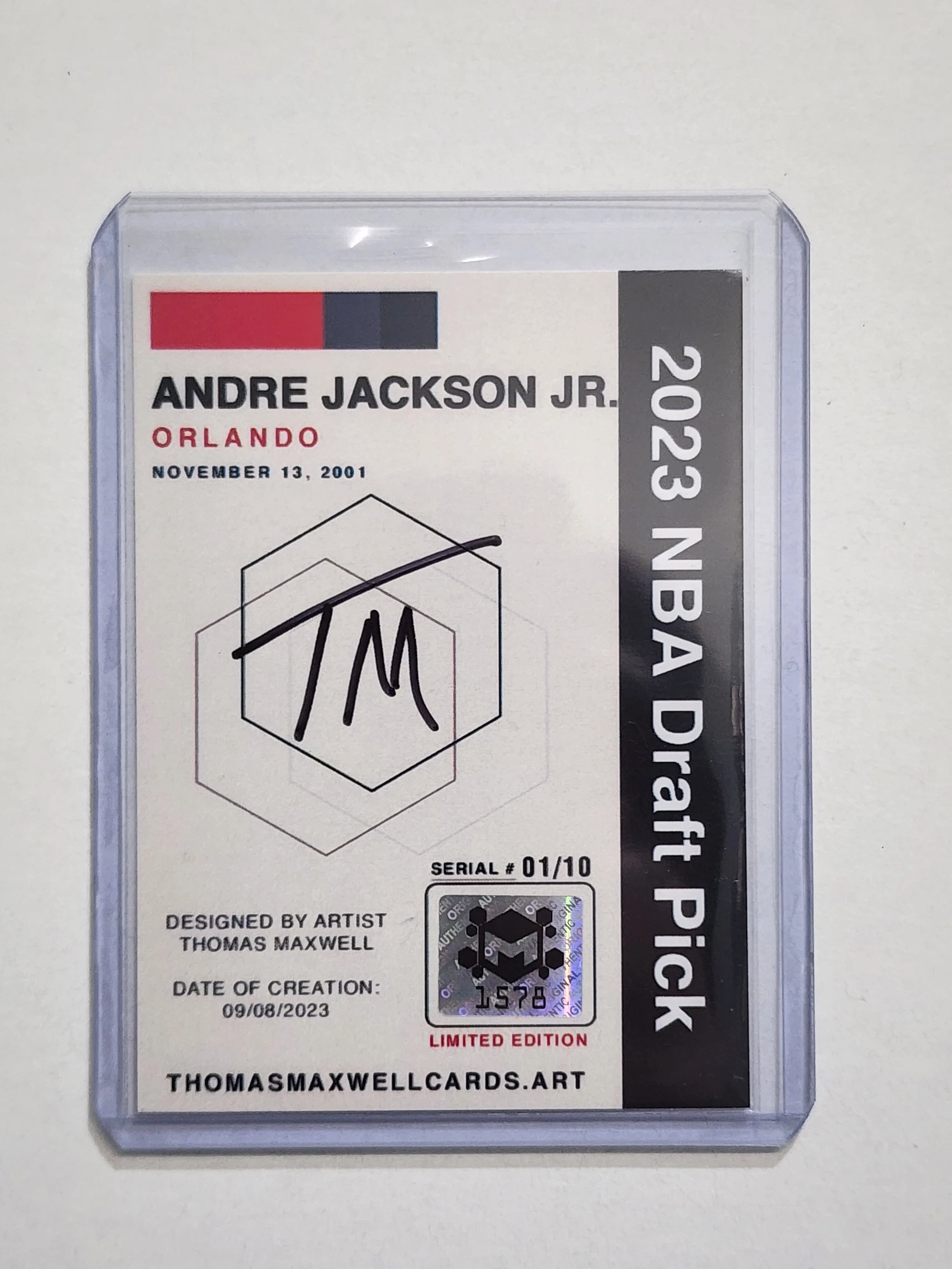 Andre Jackson Jr. Artist Signed Basketball Art Card 1/10