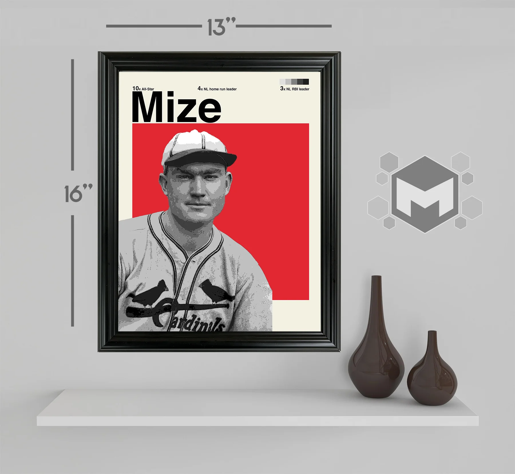 Johnny Mize Framed Sports Art Photo by Thomas Maxwell