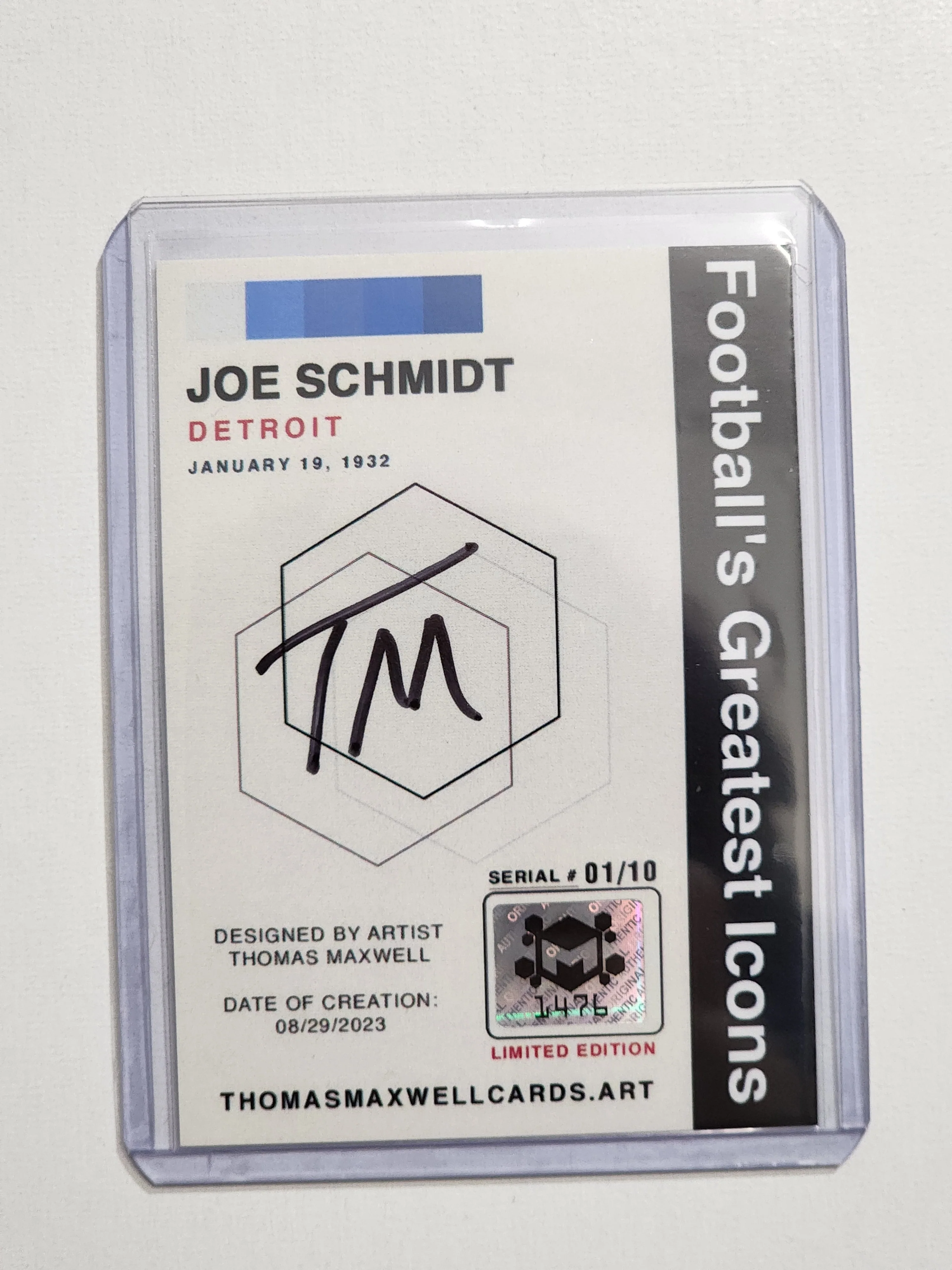 Joe Schmidt Artist Signed Football Art Card 1/10