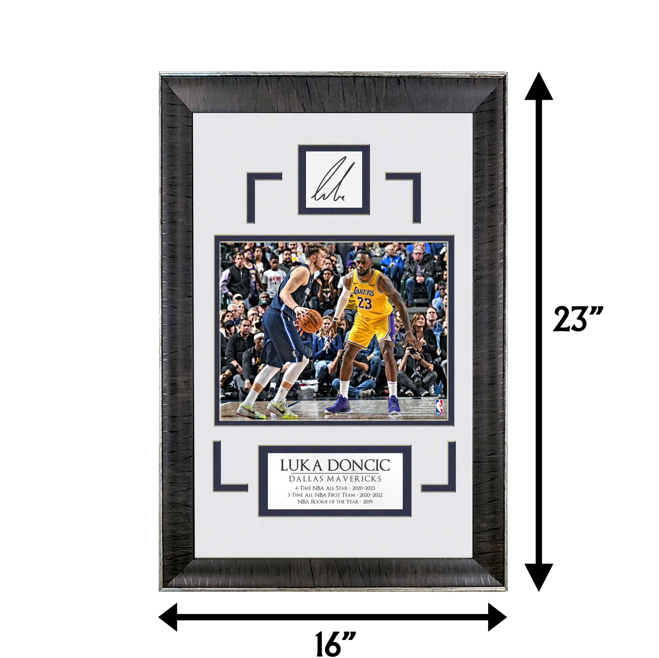 Luka Doncic v. Lebron James - Changing of the Guard - Spotlight Collection | 16 x 23 - Framed Basketball Photo