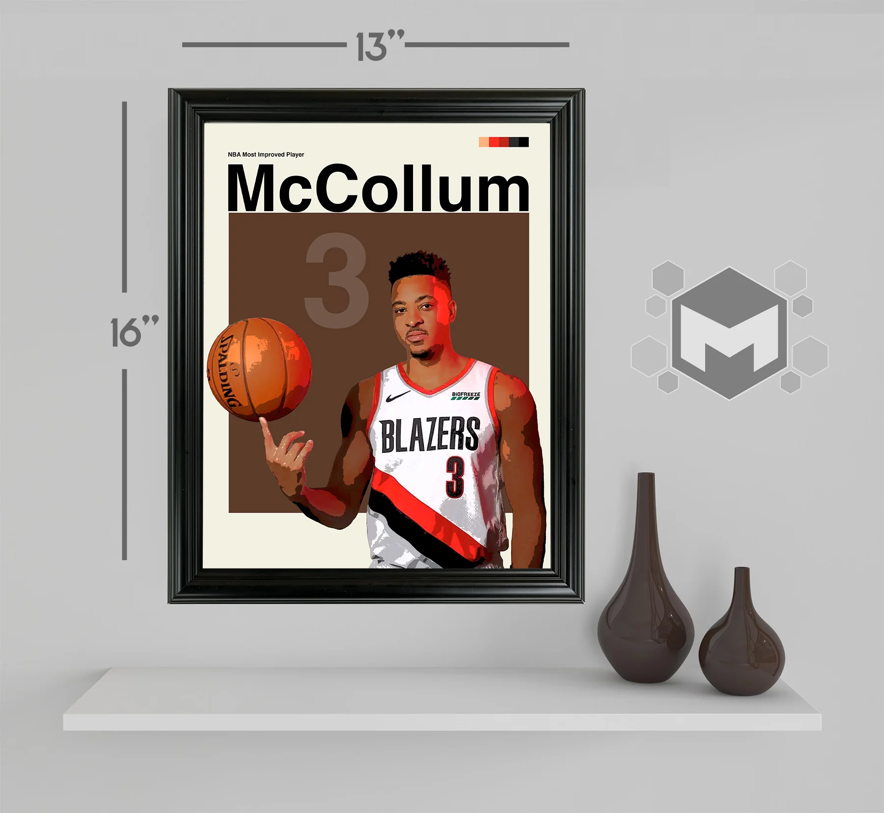 CJ McCollum Framed Sports Art Photo by Thomas Maxwell