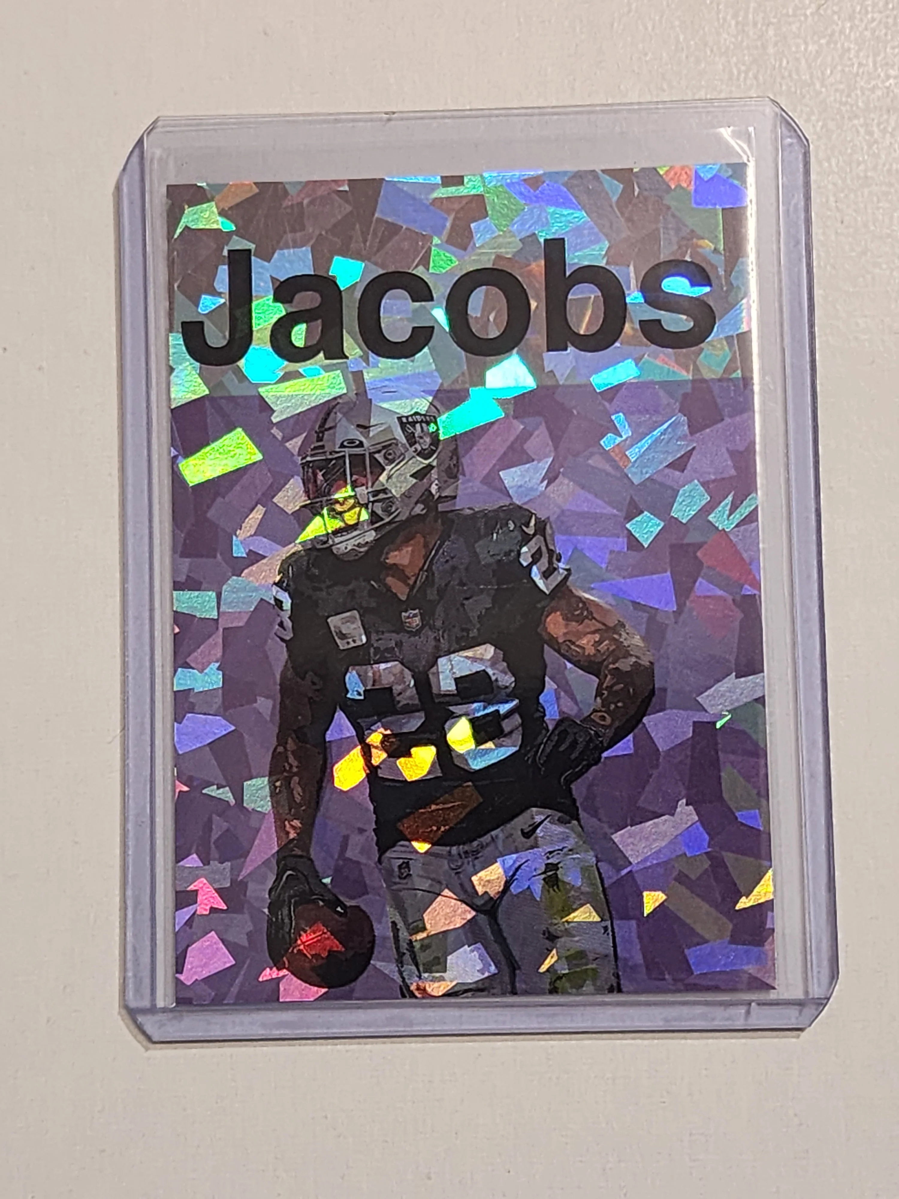 Josh Jacobs Artist Signed Las Vegas Raiders Refractor Art Card 1/1