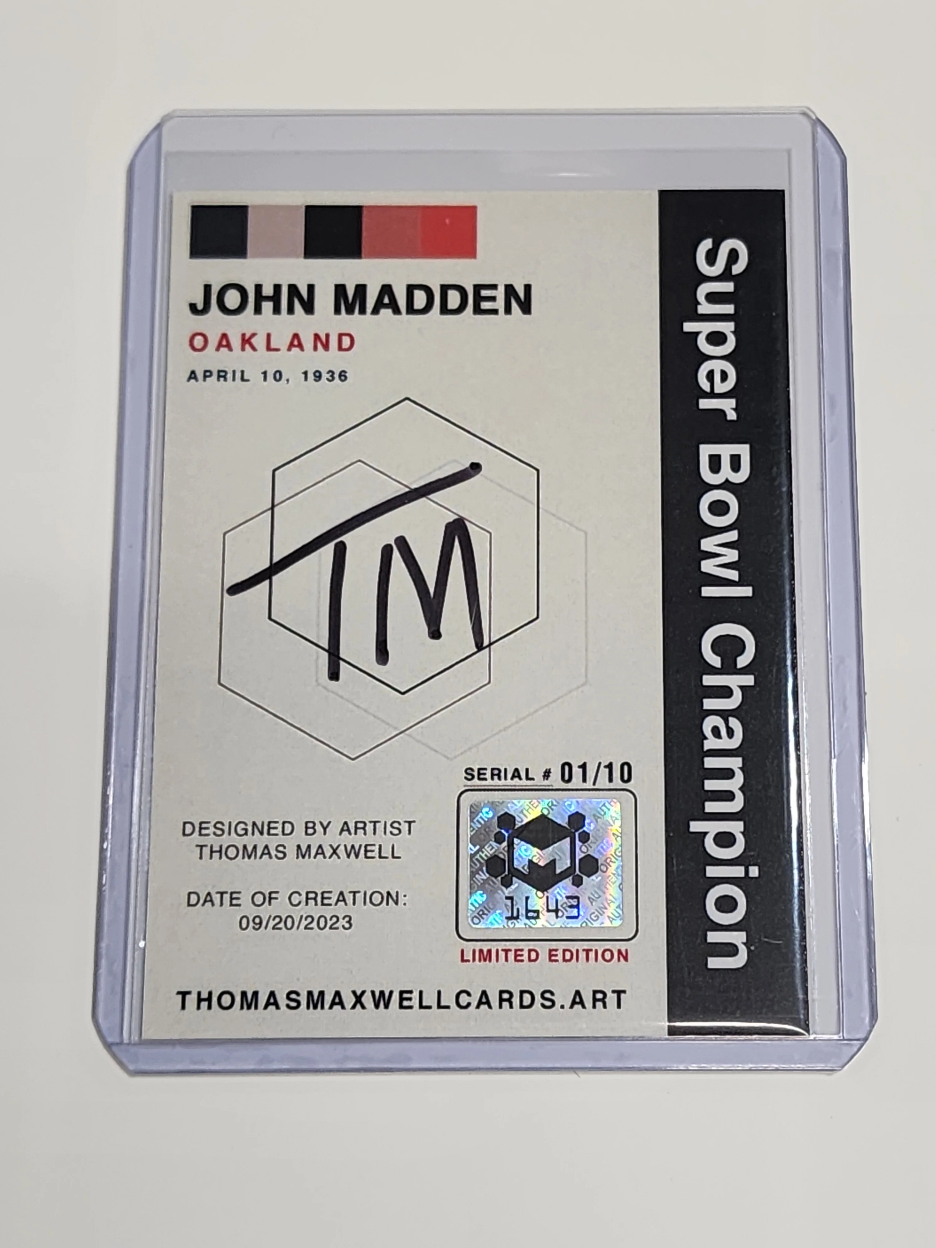 John Madden Artist Signed Football Art Card 1/10