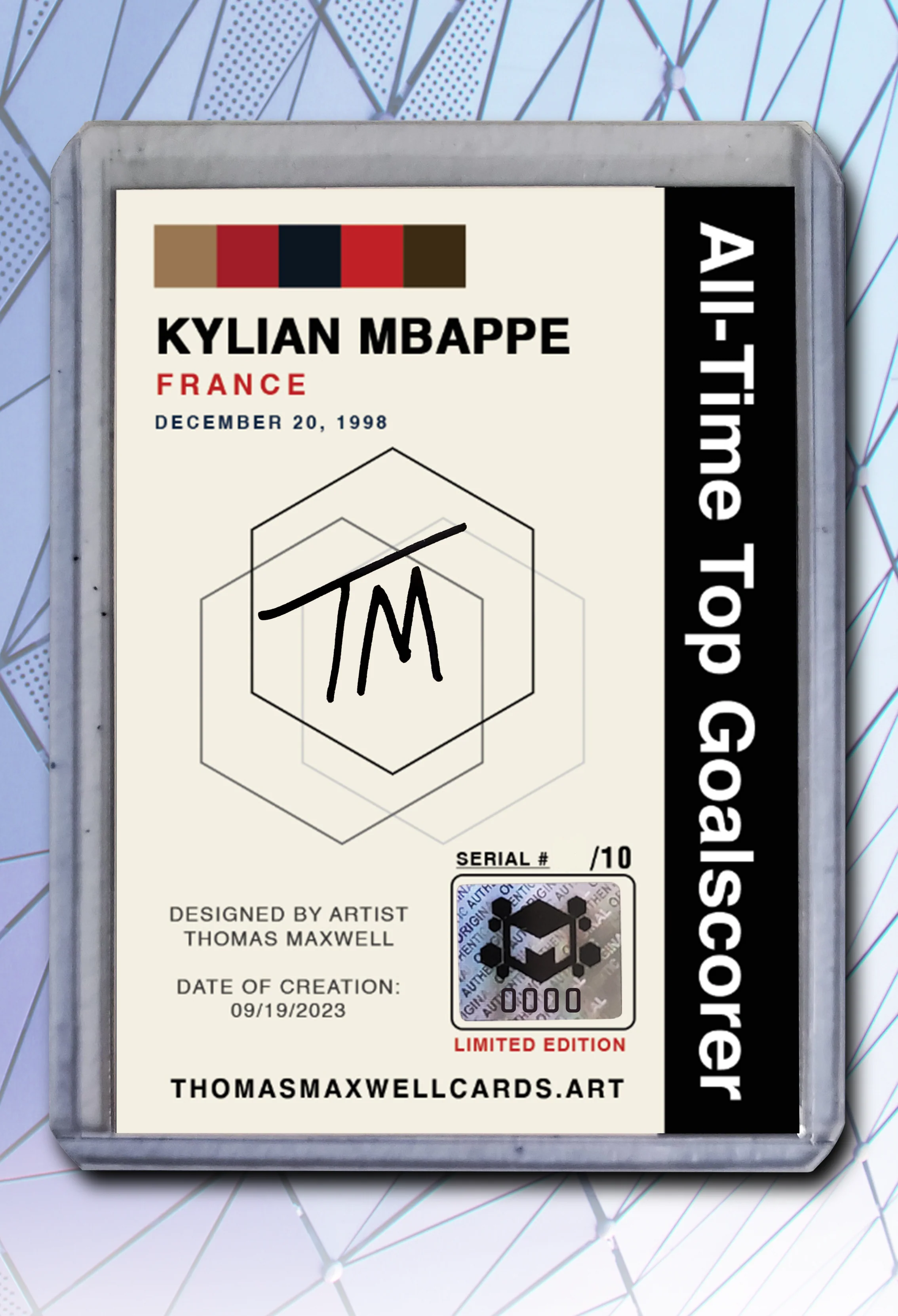 Kylian Mbappe Artist Signed Soccer Art Card 1/10