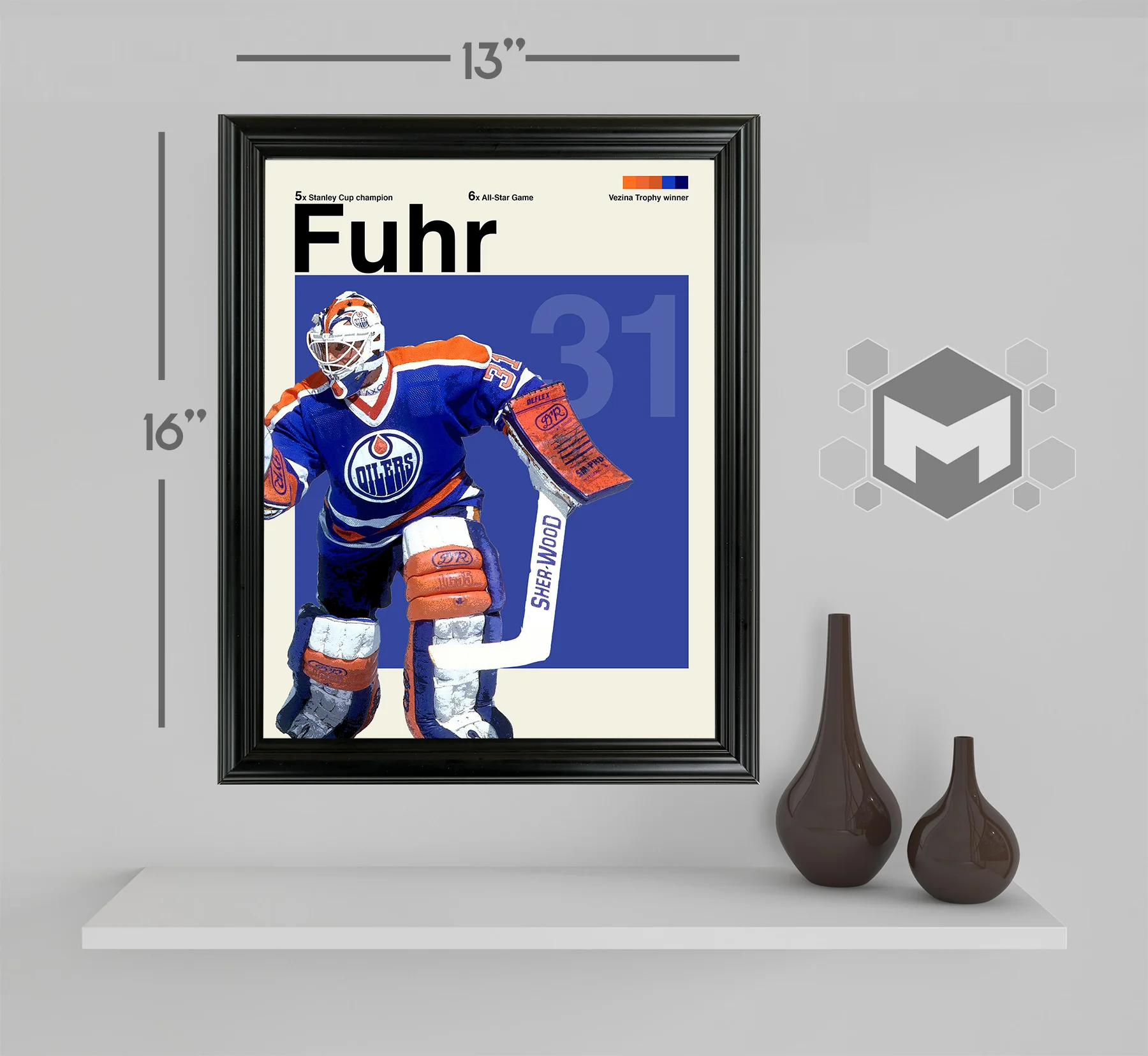 Grant Fuhr Framed Sports Art Photo by Thomas Maxwell