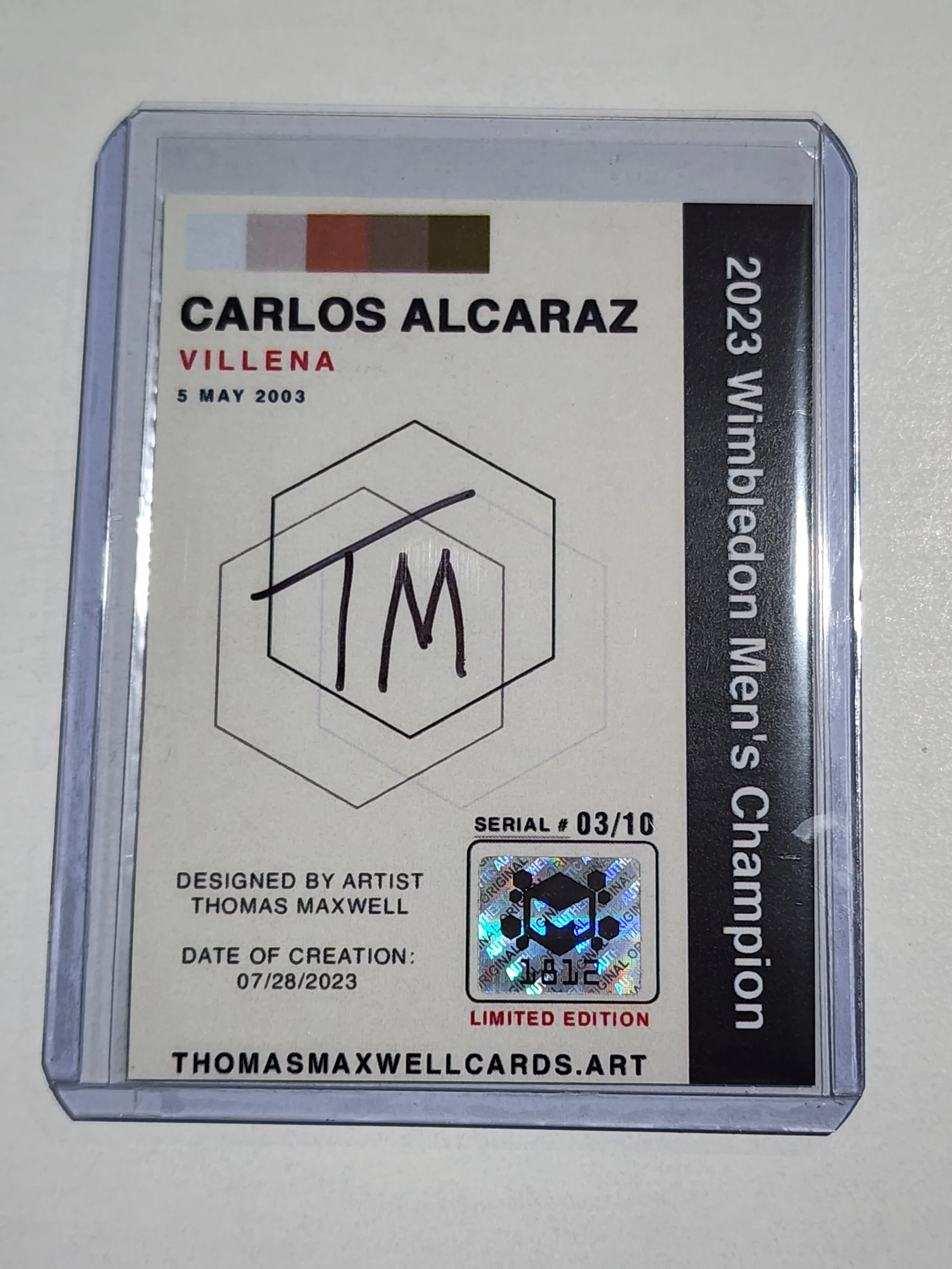 Carlos Alcaraz Artist Signed Tennis Art Card 3/10