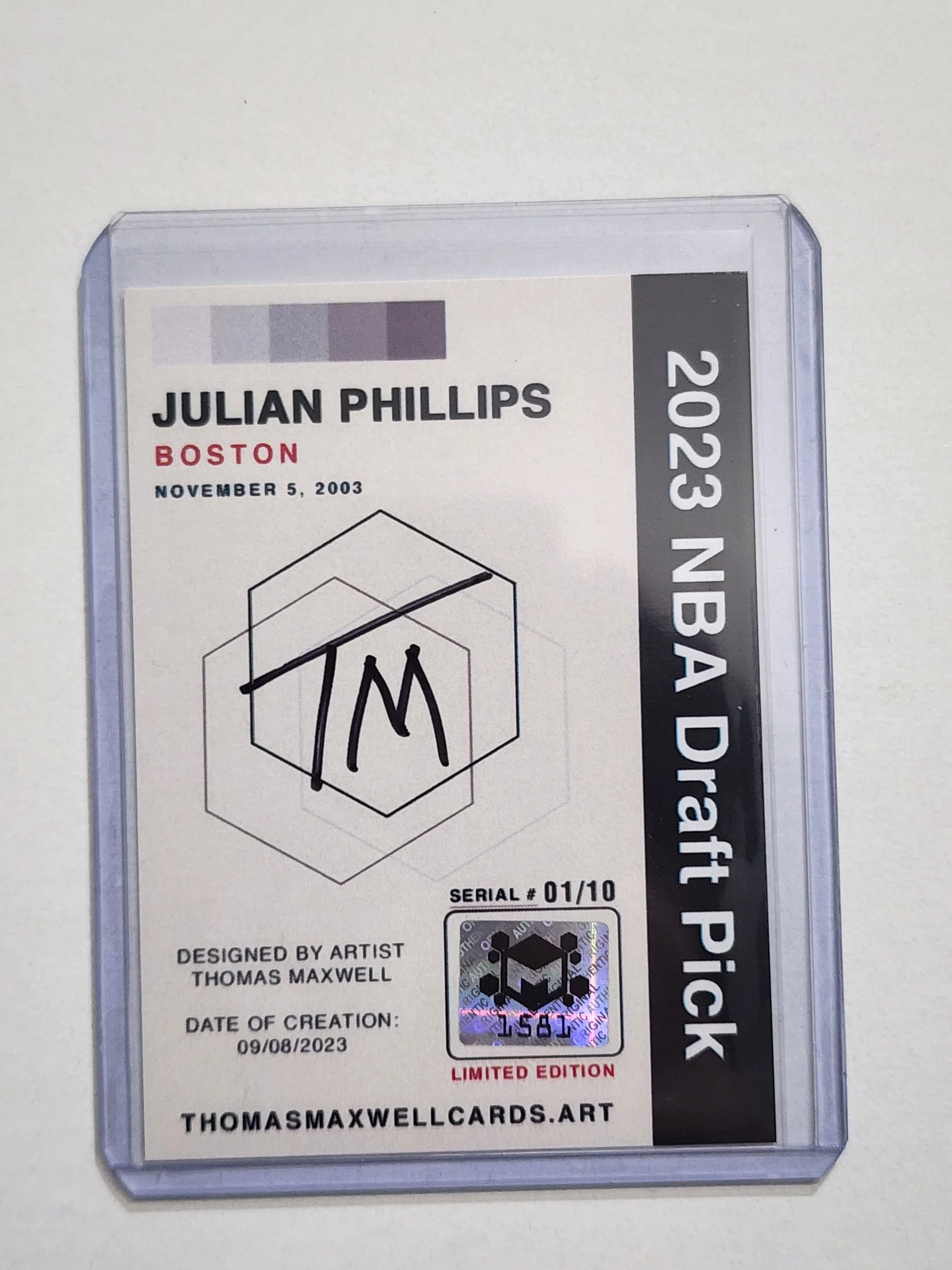 Julian Phillips Artist Signed Basketball Art Card 1/10