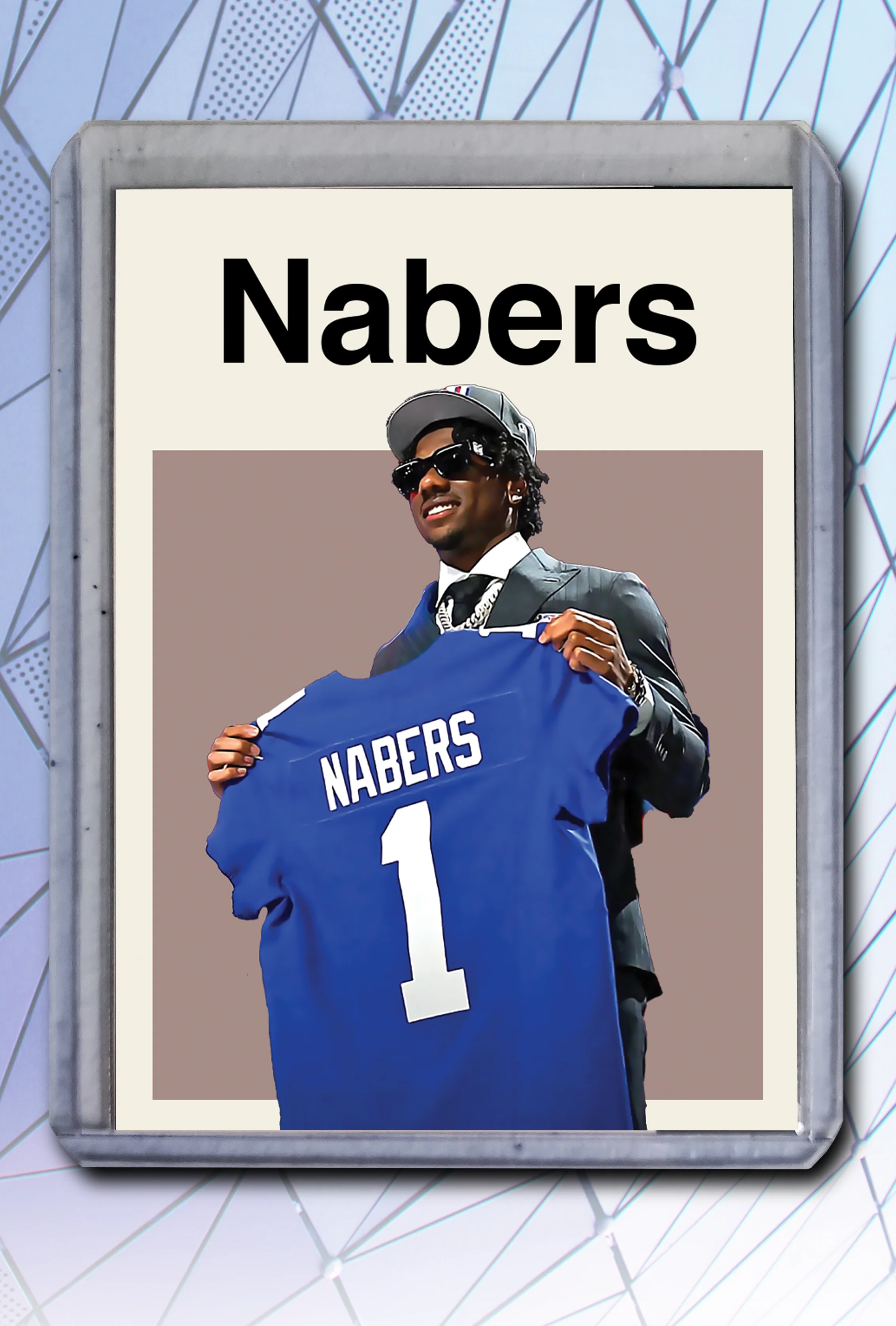 Malik Nabers Artist Signed Football Art Card 1/10