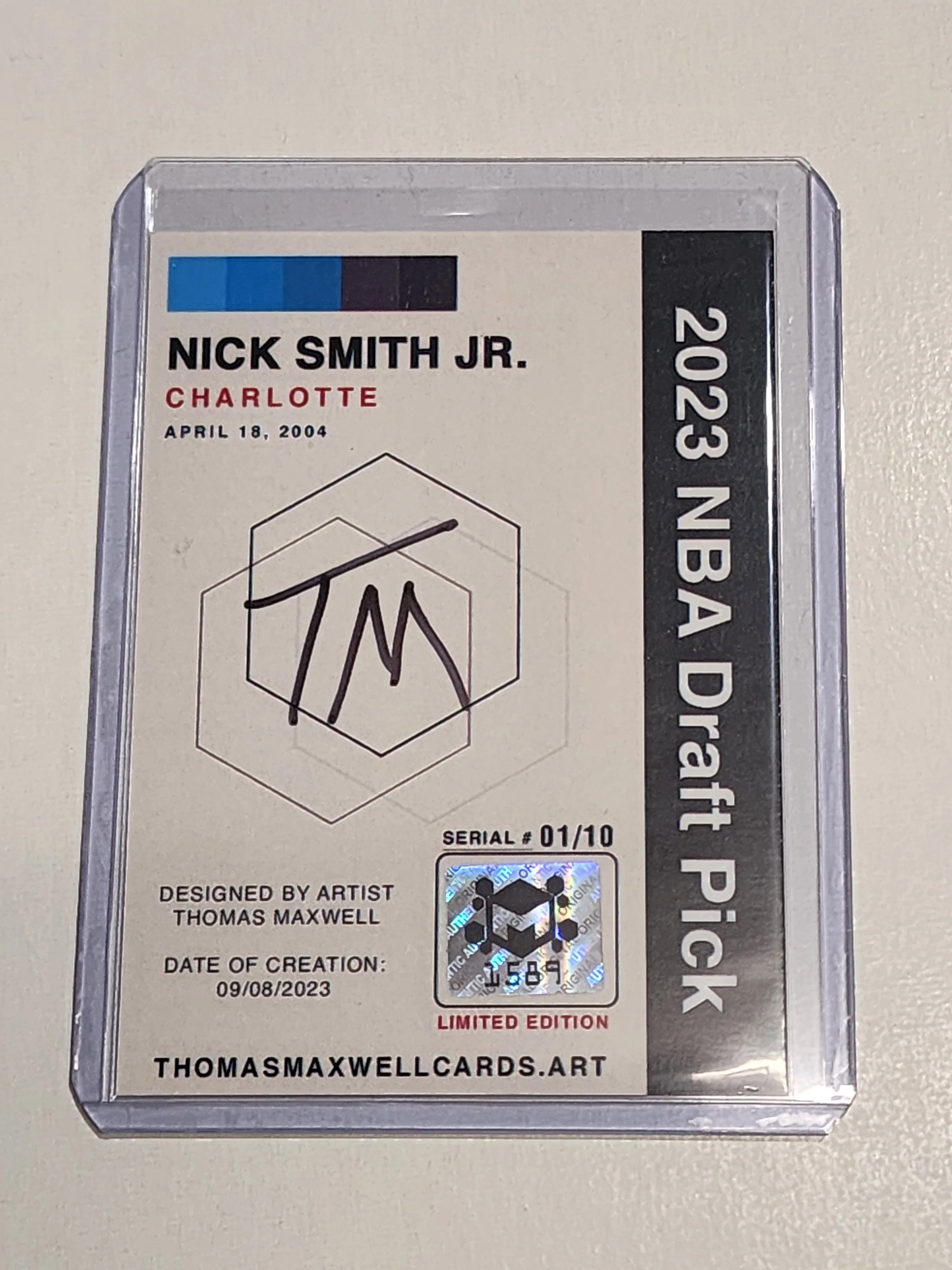Nick Smith Jr. Artist Signed Basketball Art Card 1/10