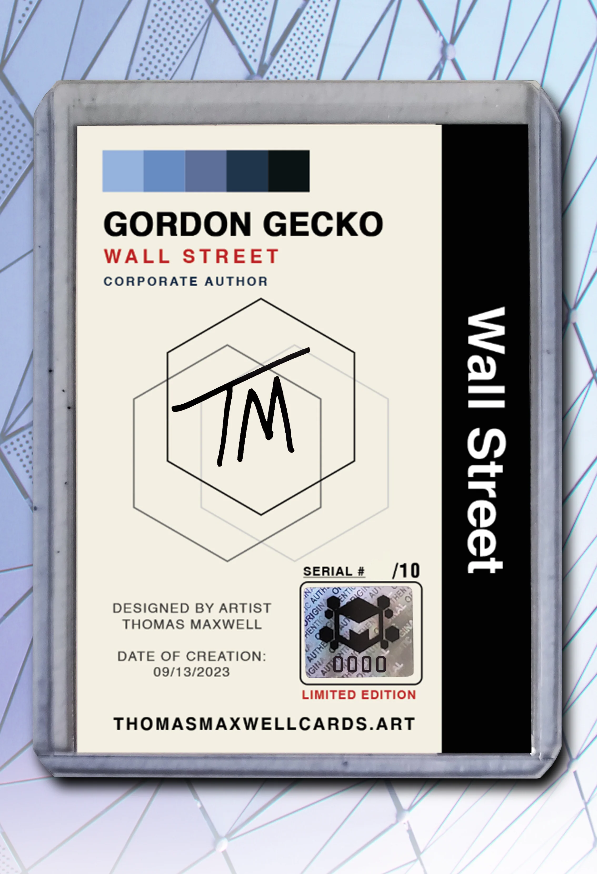 Gordon Gecko Artist Signed Wall Street Art Card 1/10