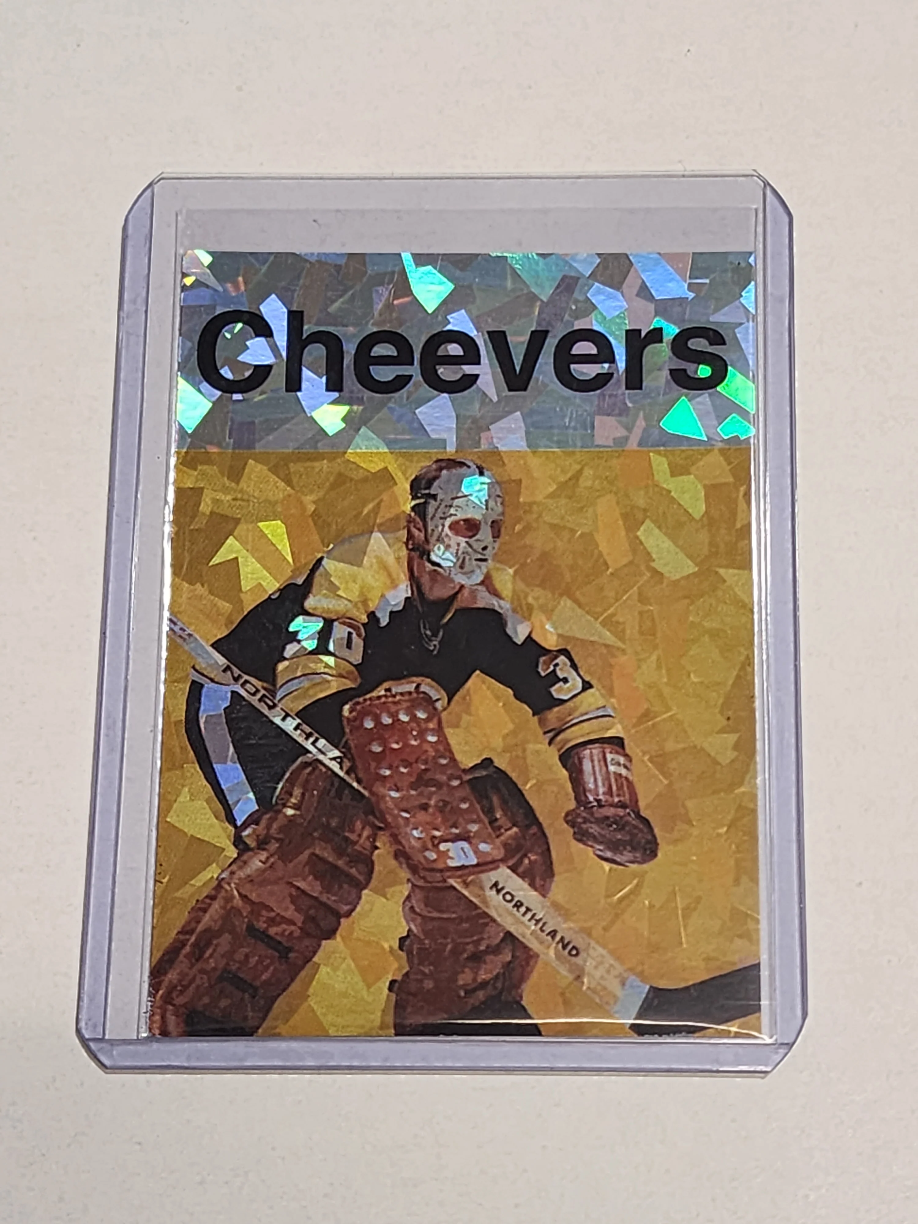 Gerry Cheevers Artist Signed Boston Bruins Refractor Art Card 1/1
