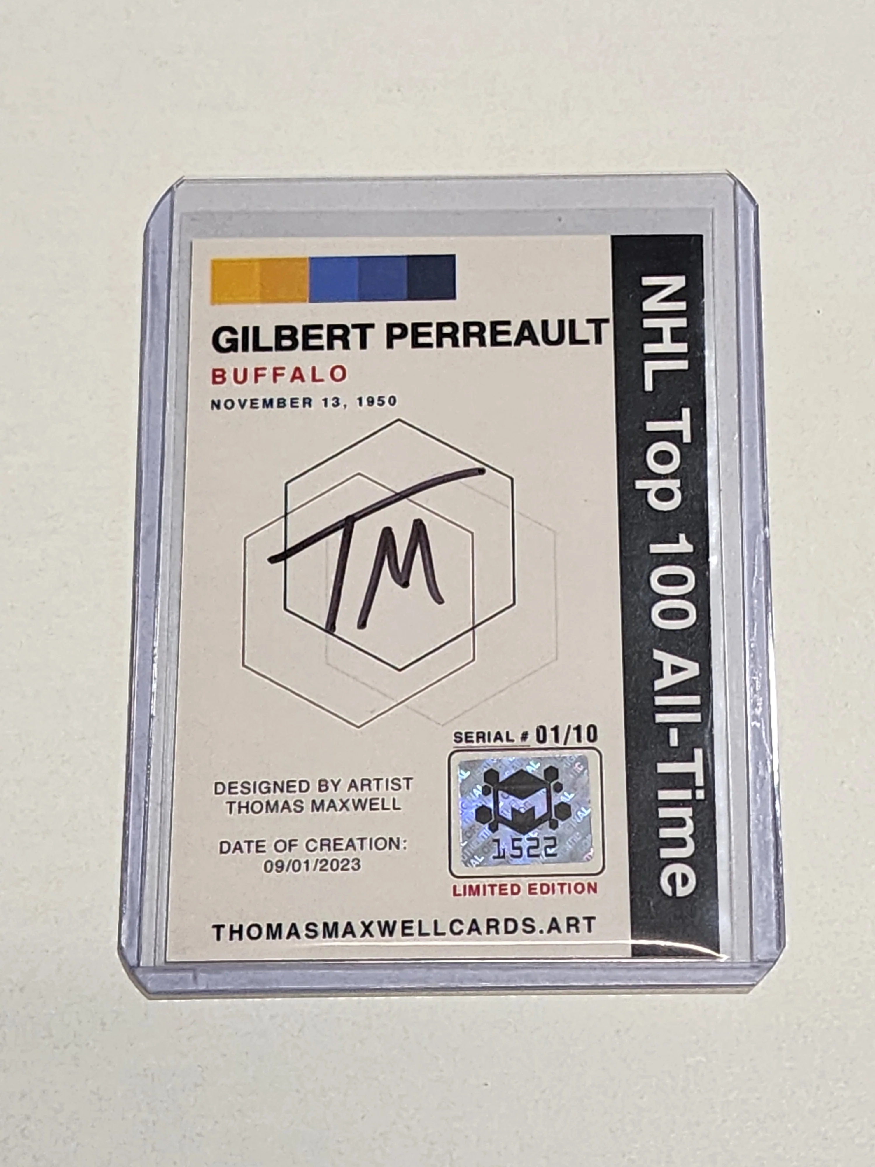 Gilbert Perreault Artist Signed Hockey Art Card 1/10