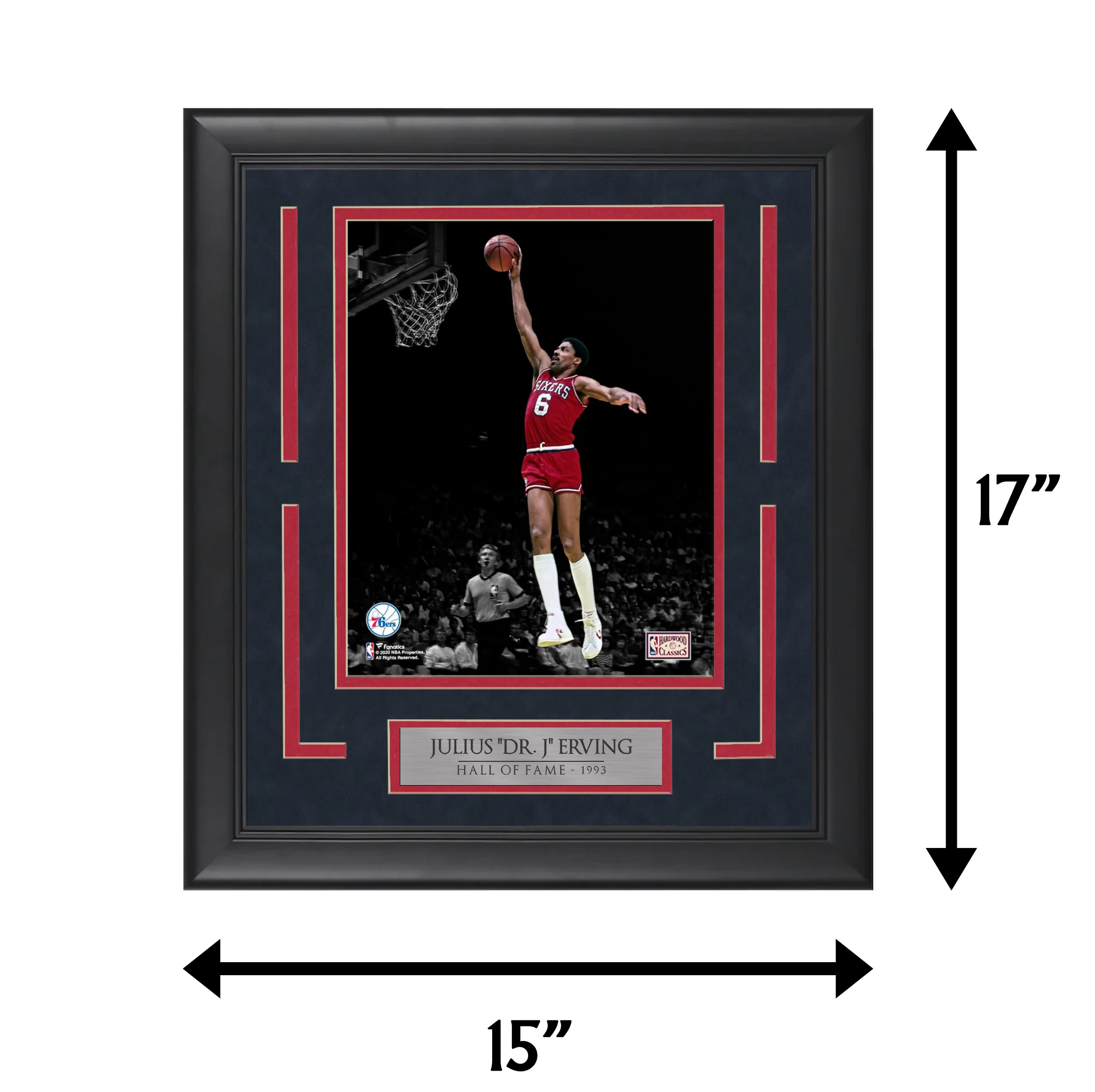 Julius Erving - Dr. J - Hall of Fame - Framed Basketball Photo