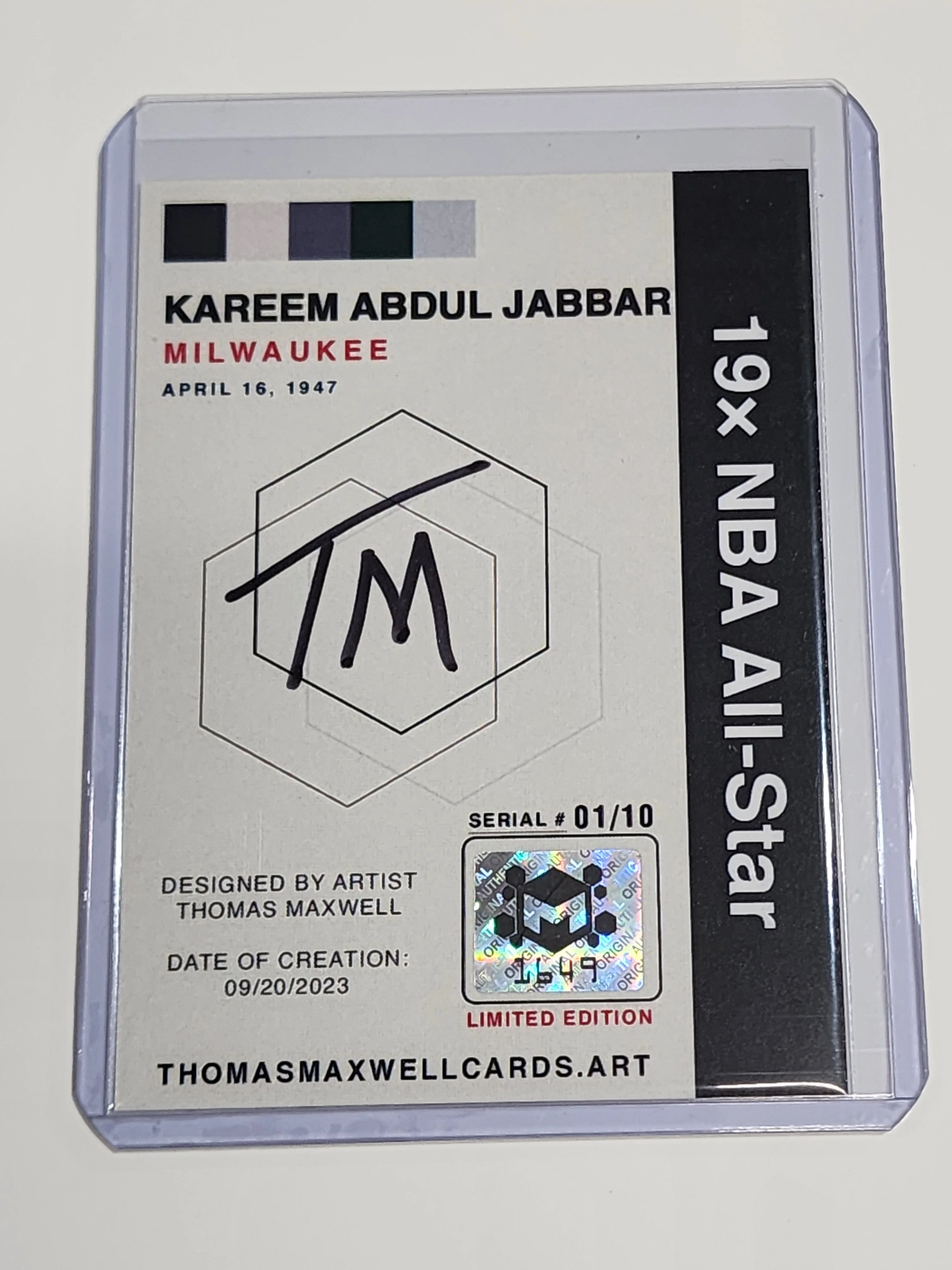 Kareem Abdul Jabbar Artist Signed Basketball Art Card 1/10