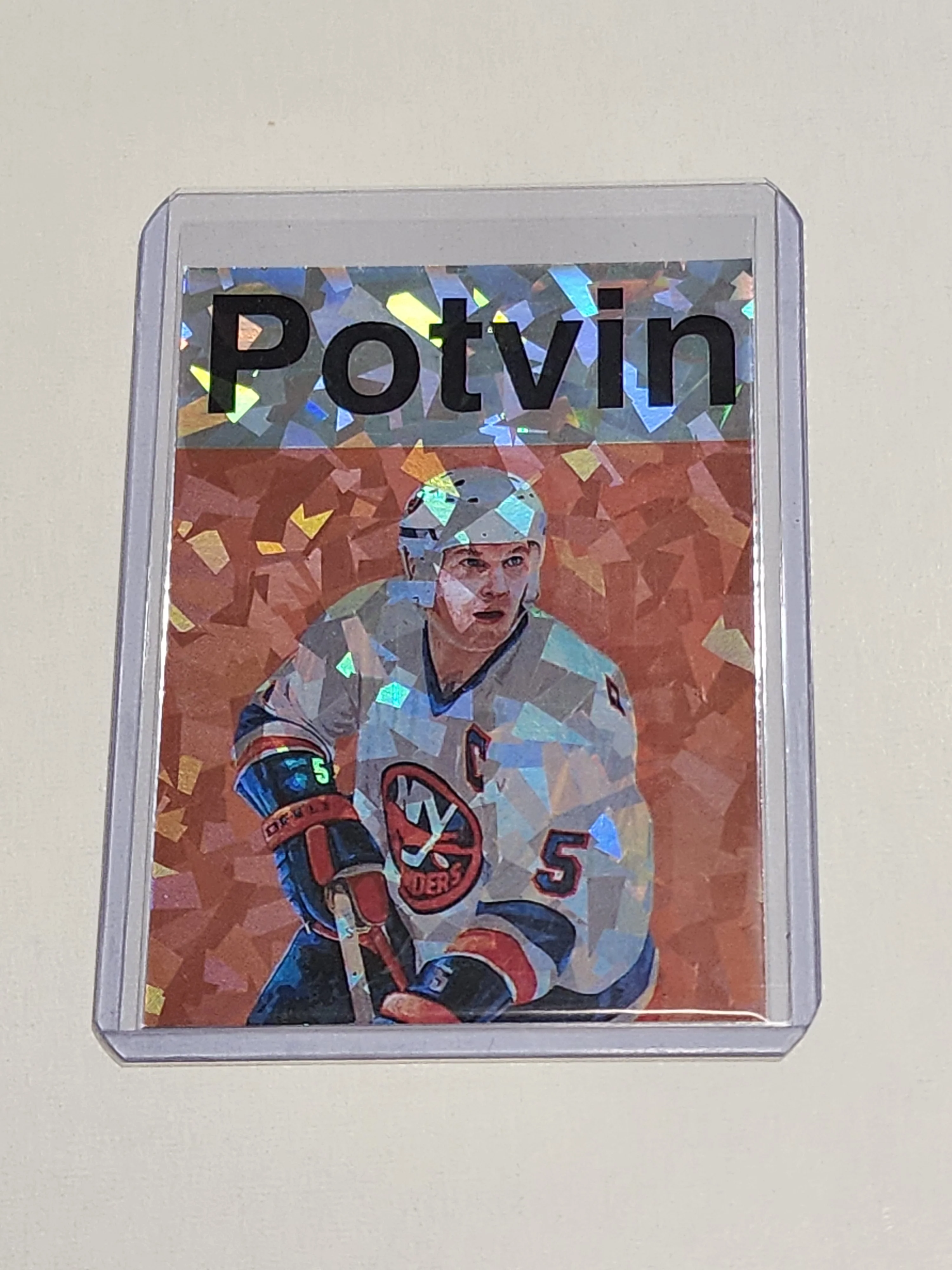 Denis Potvin Artist Signed New York Islanders Refractor Art Card 1/1