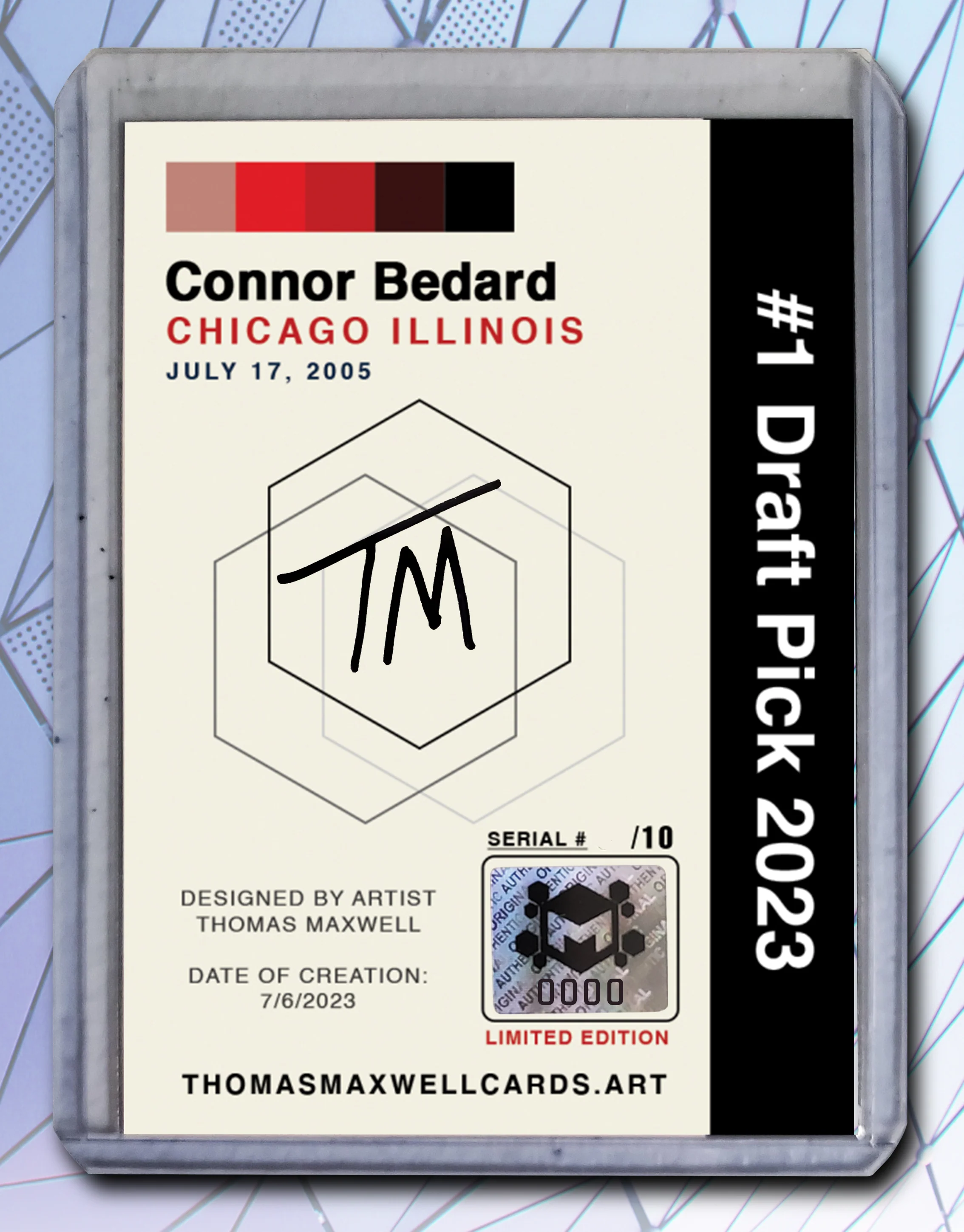 Connor Bedard Artist Signed Hockey Art Card 3/10