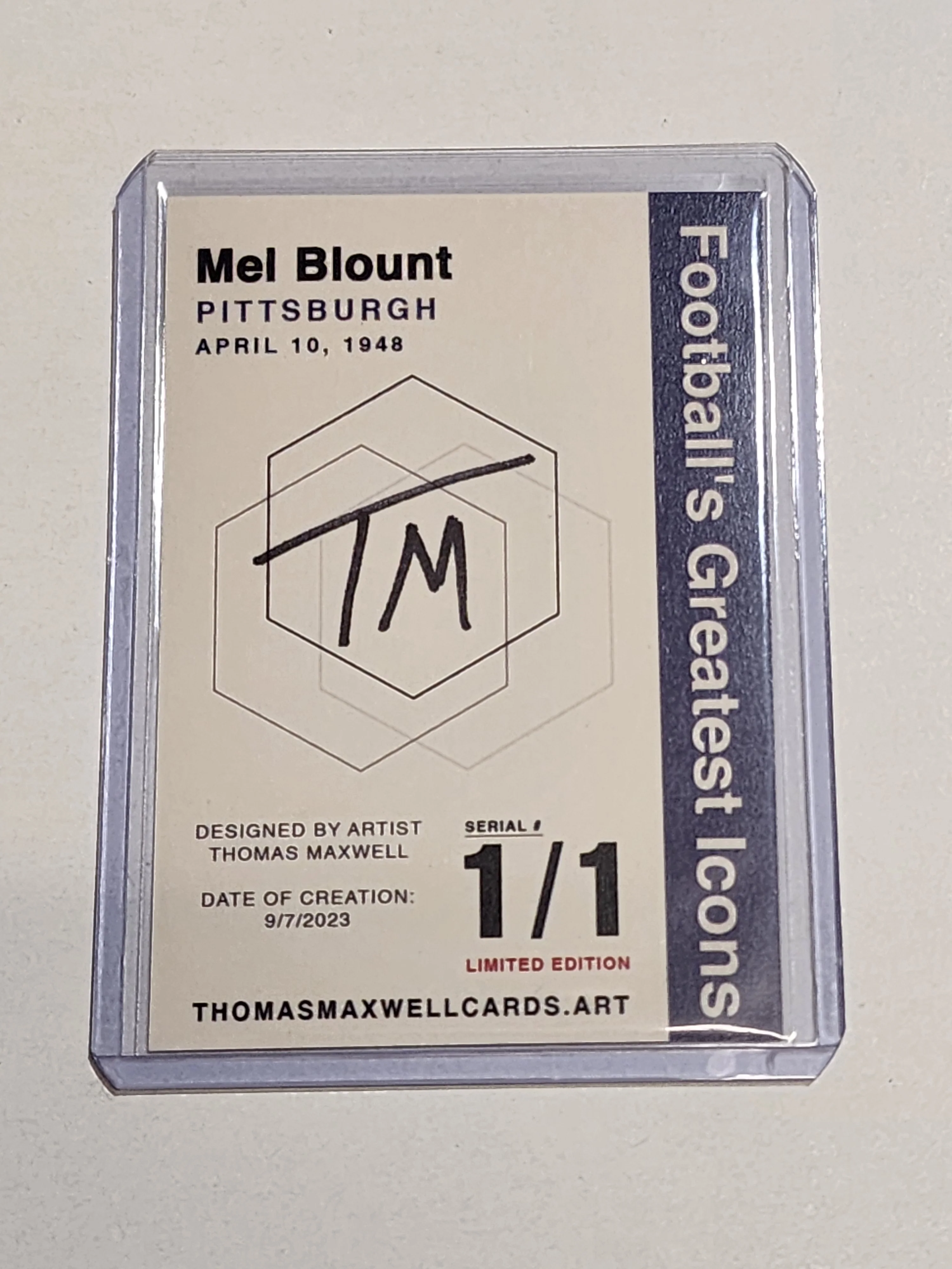 Mel Blount Artist Signed Pittsburgh Steelers Refractor Art Card 1/1