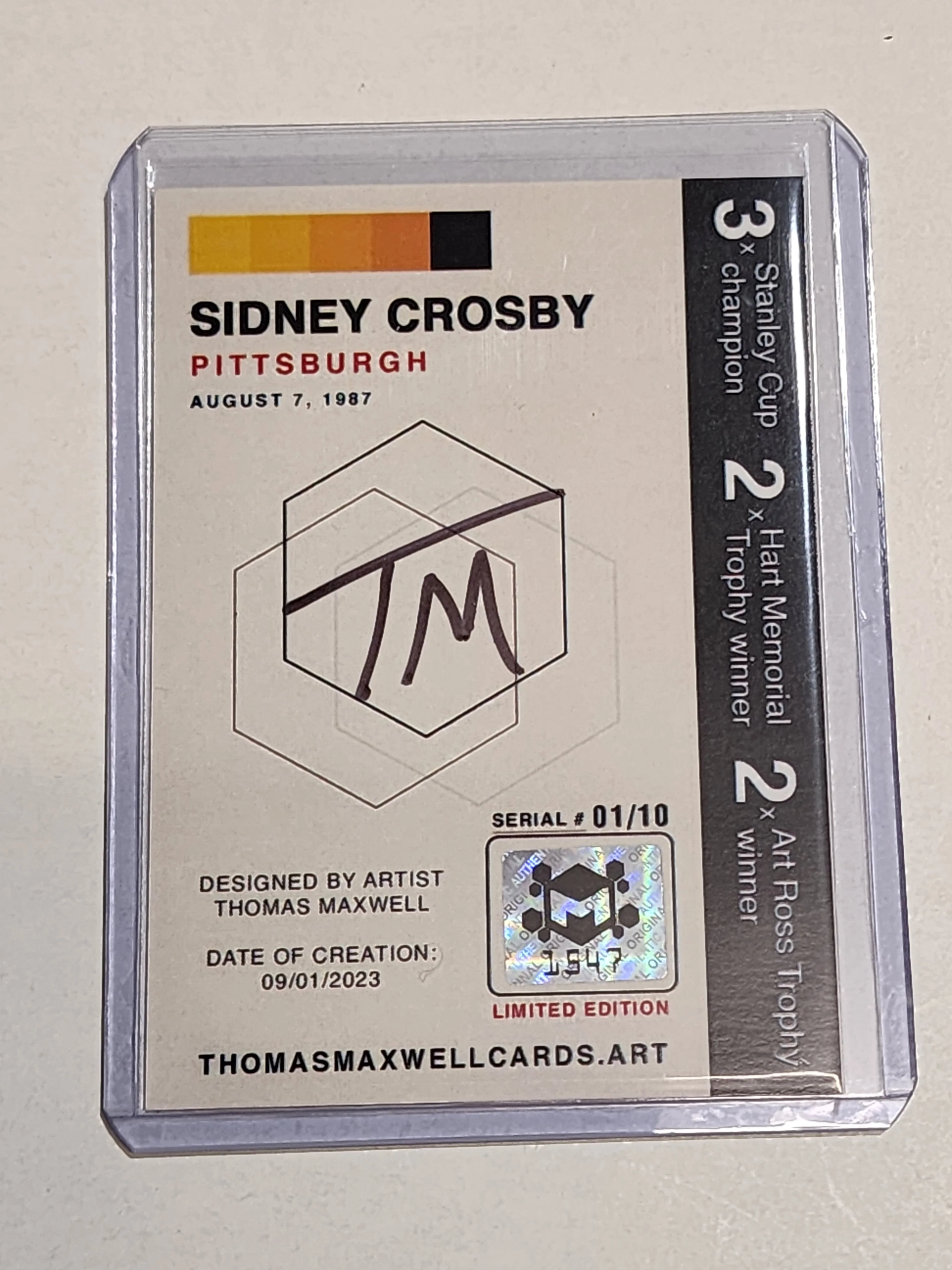 Sidney Crosby Artist Signed Hockey Art Card 1/10