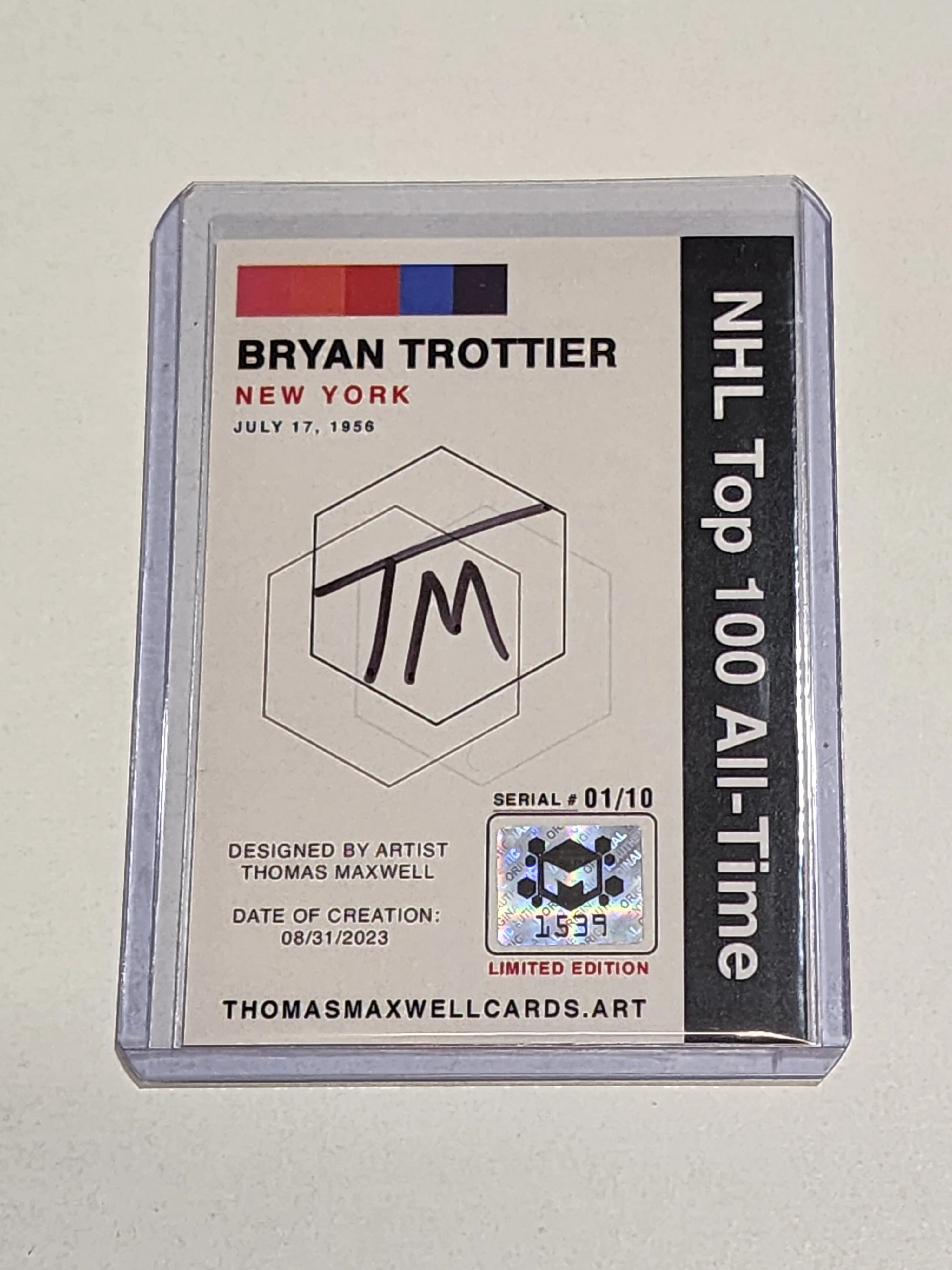 Bryan Trottier Artist Signed Hockey Art Card 1/10