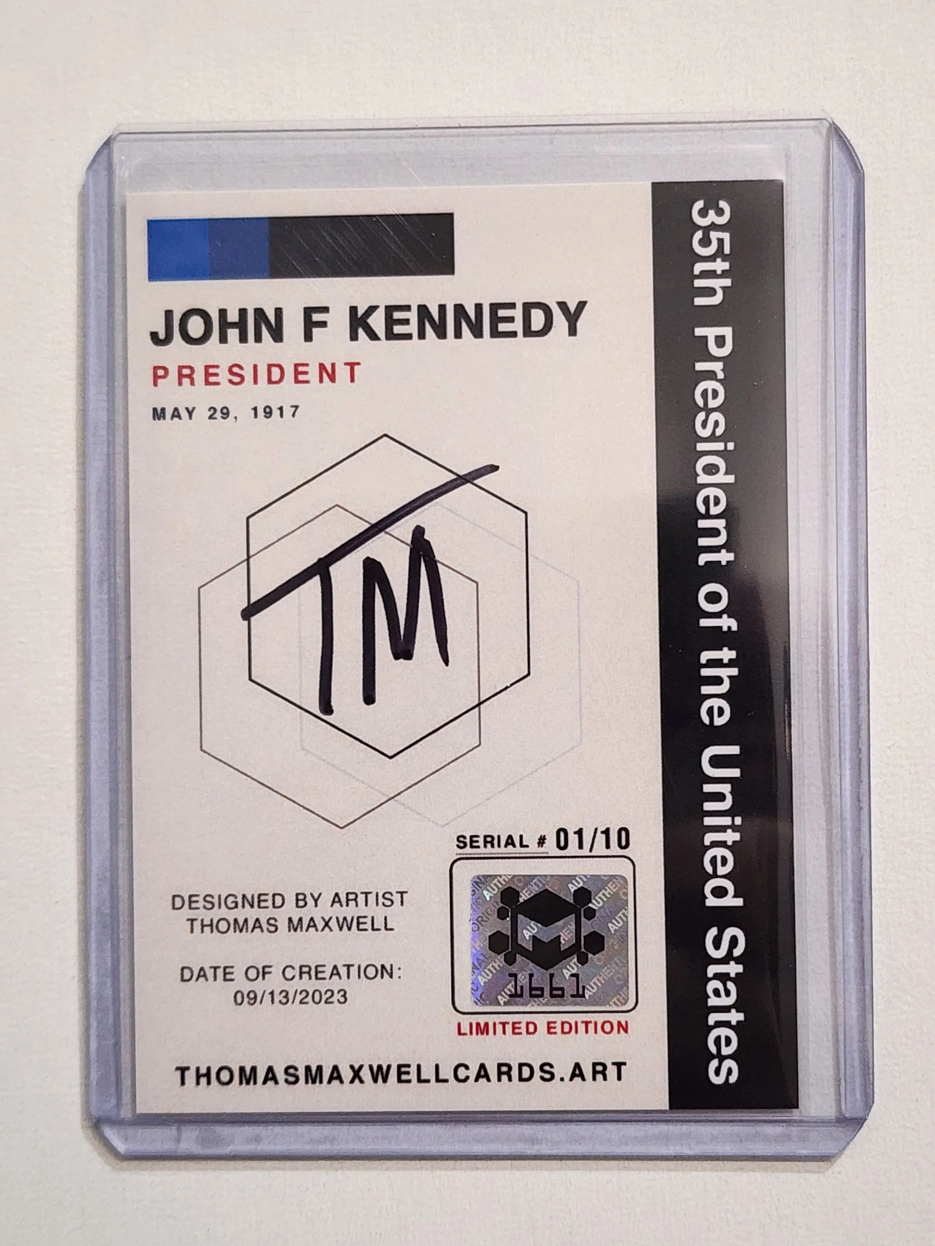 John F Kennedy Artist Signed Patriotic Art Card 1/10