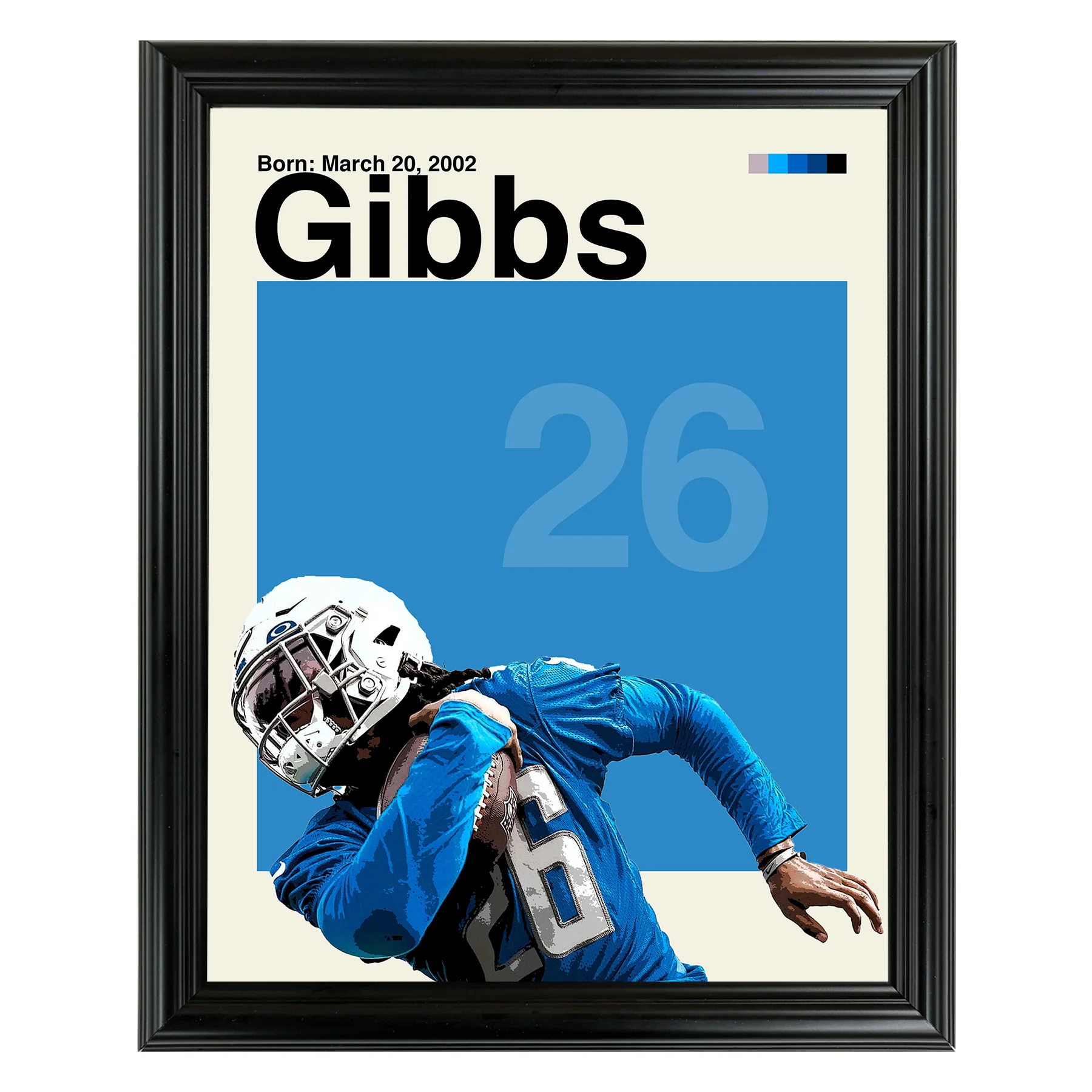 Jahmyr Gibbs Framed Sports Art Photo by Thomas Maxwell
