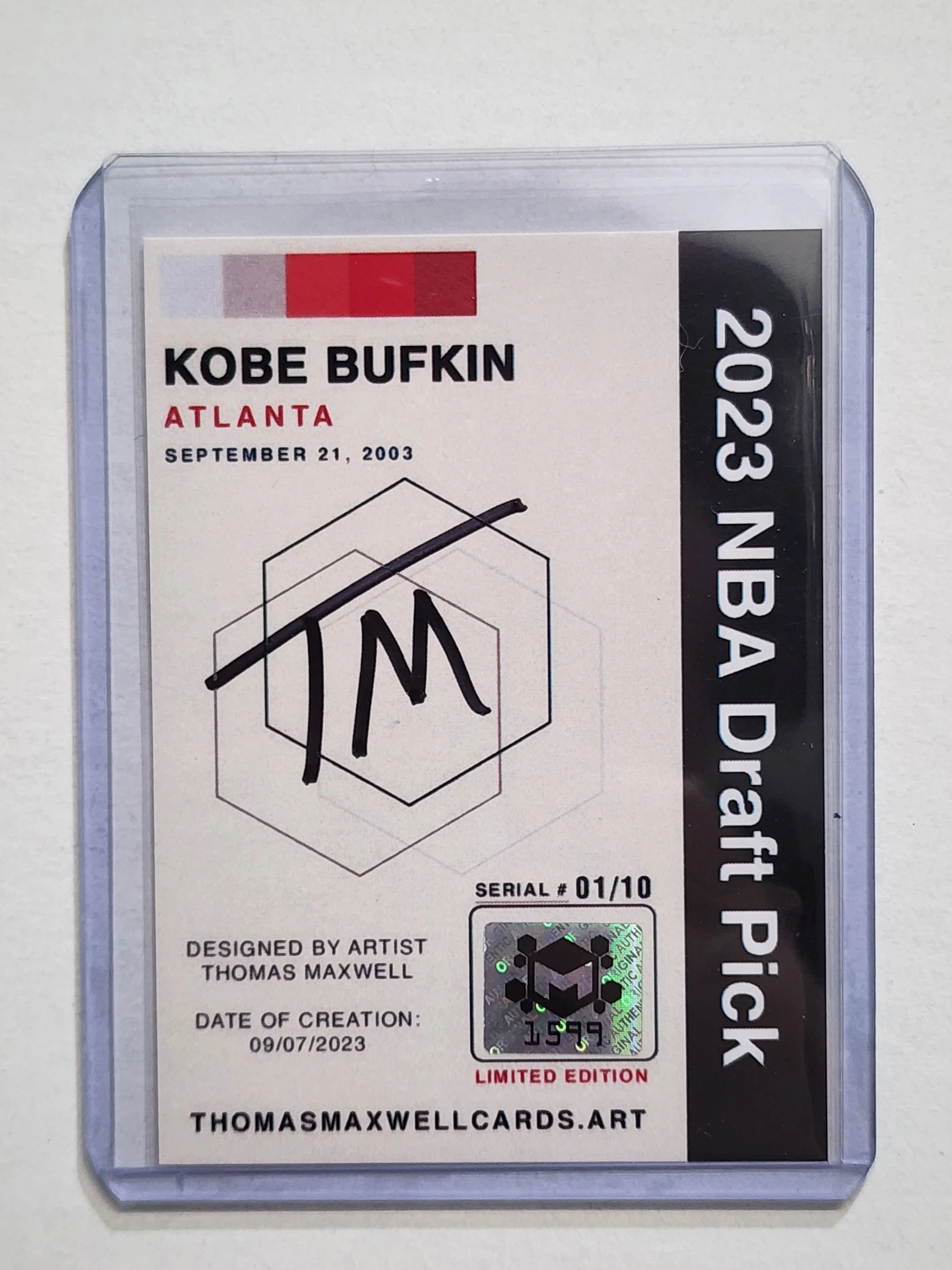 Kobe Bufkin Artist Signed Basketball Art Card 1/10