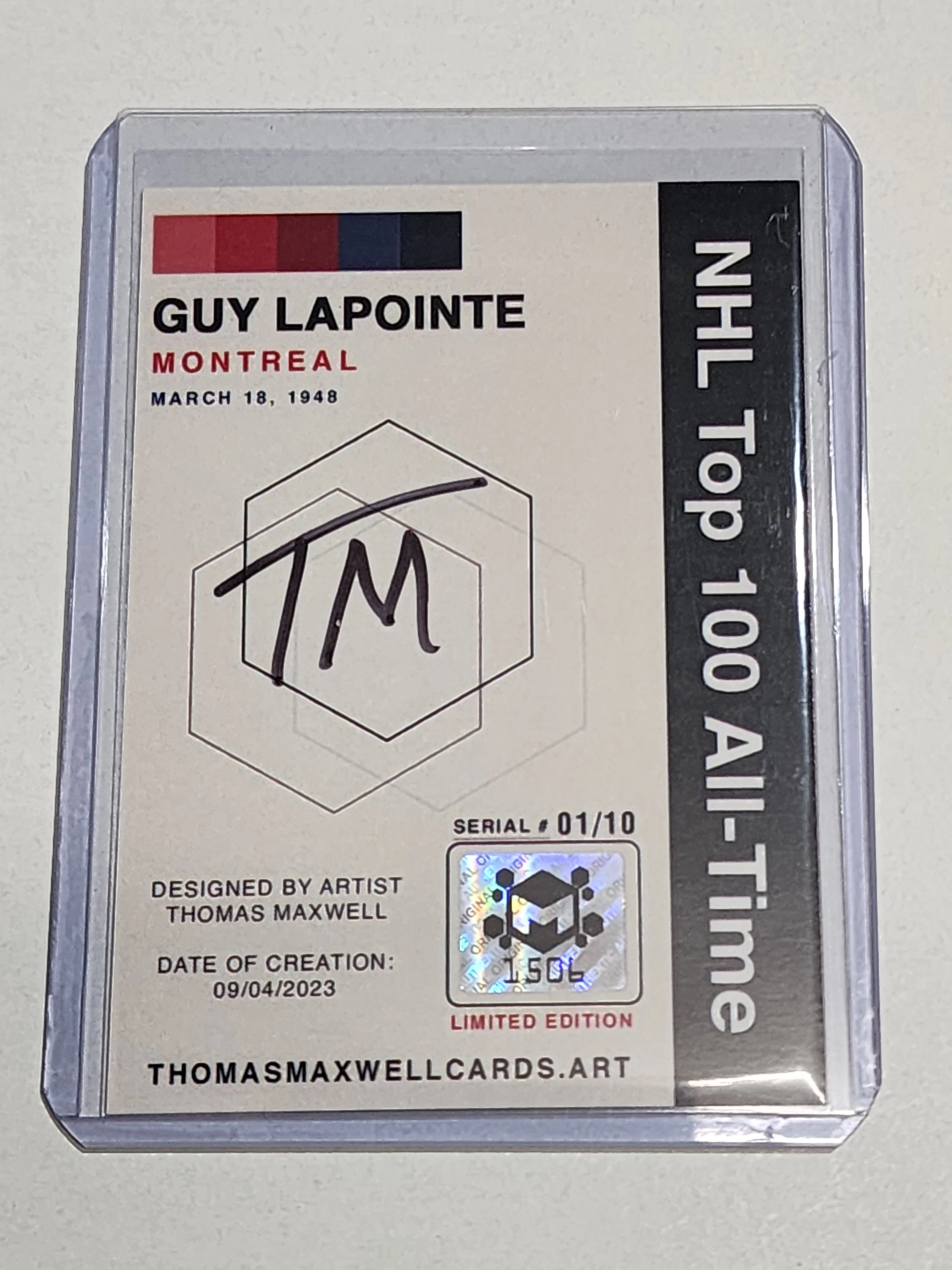 Guy Lapointe Artist Signed Hockey Art Card 1/10