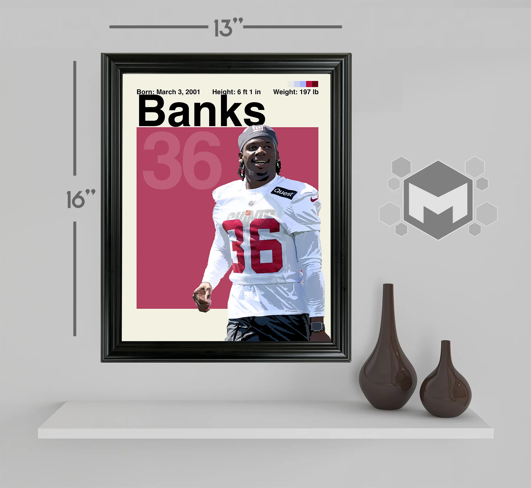 Deonte Banks Framed Sports Art Photo by Thomas Maxwell