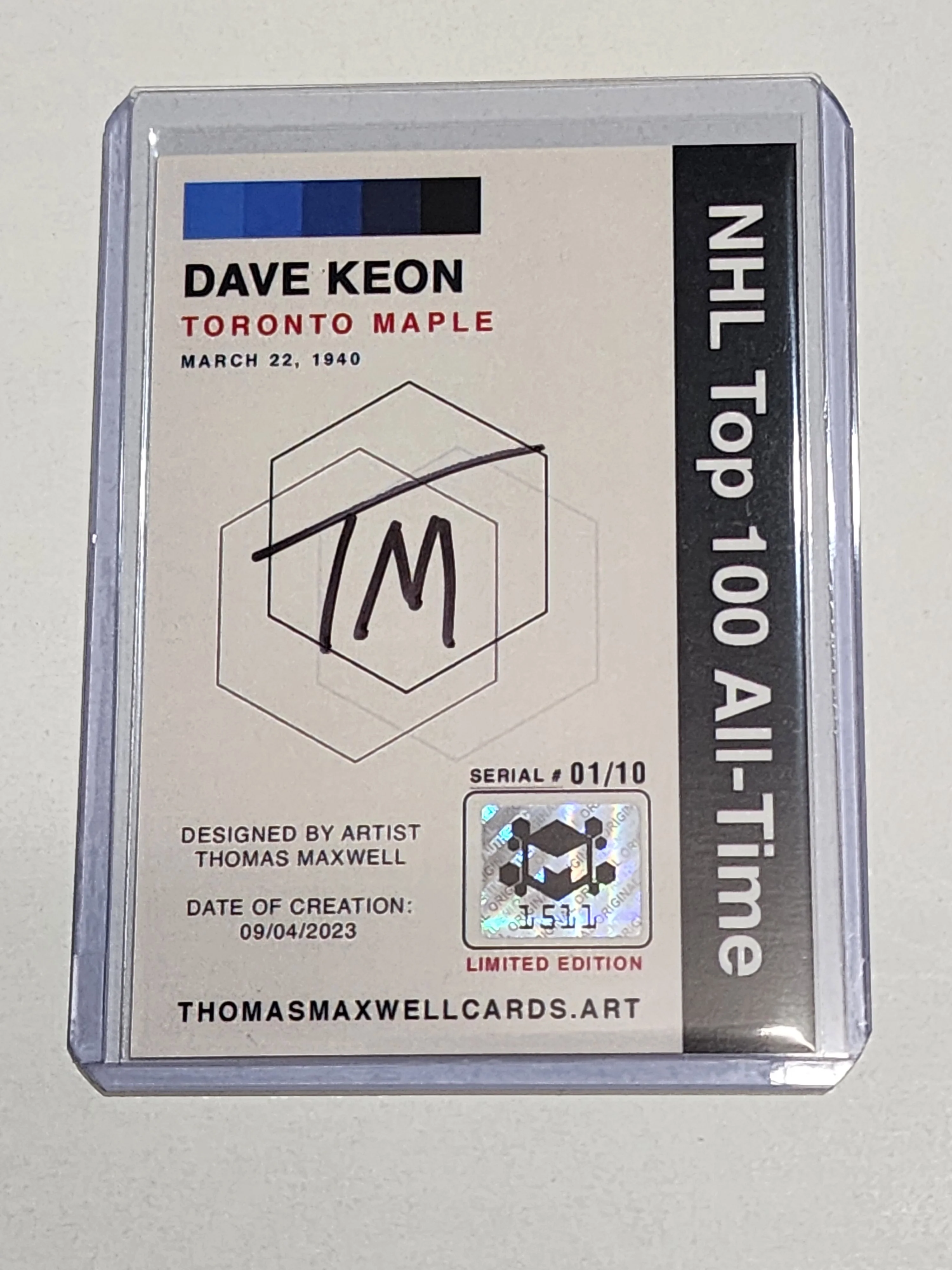 Dave Keon Artist Signed Hockey Art Card 1/10