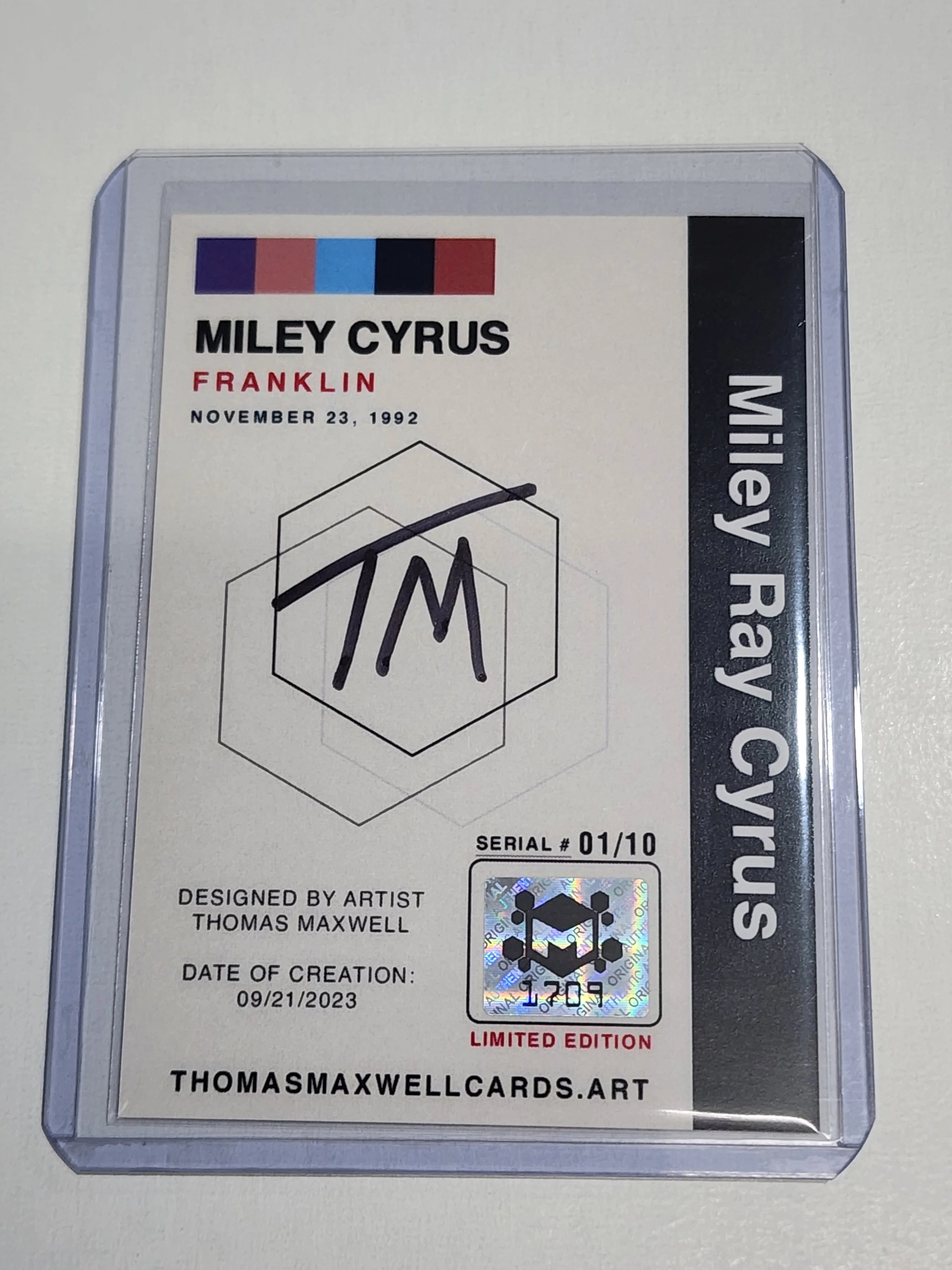 Miley Cyrus Artist Signed Music Art Card 1/10