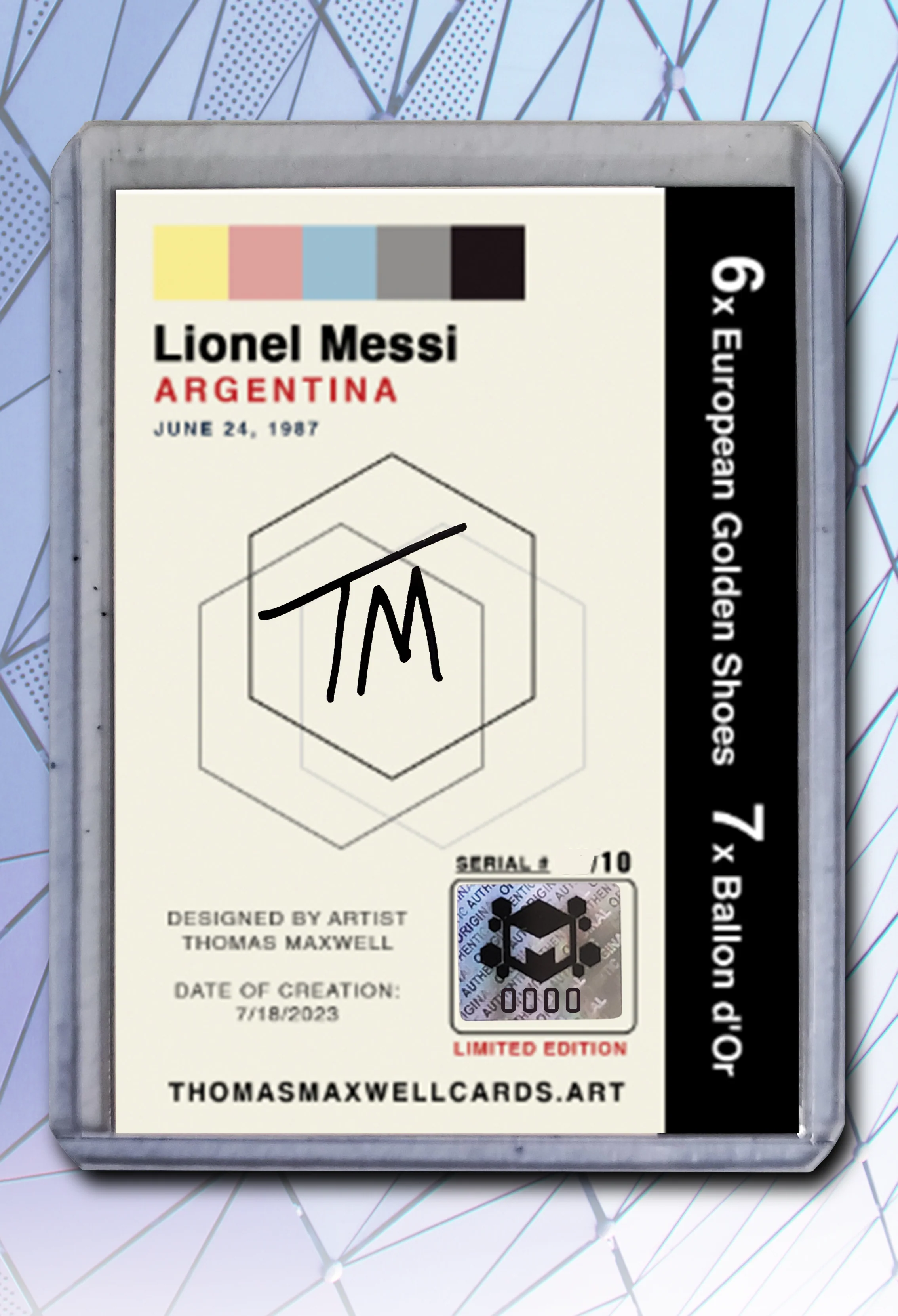 Lionel Messi Artist Signed Soccer Art Card 4/10