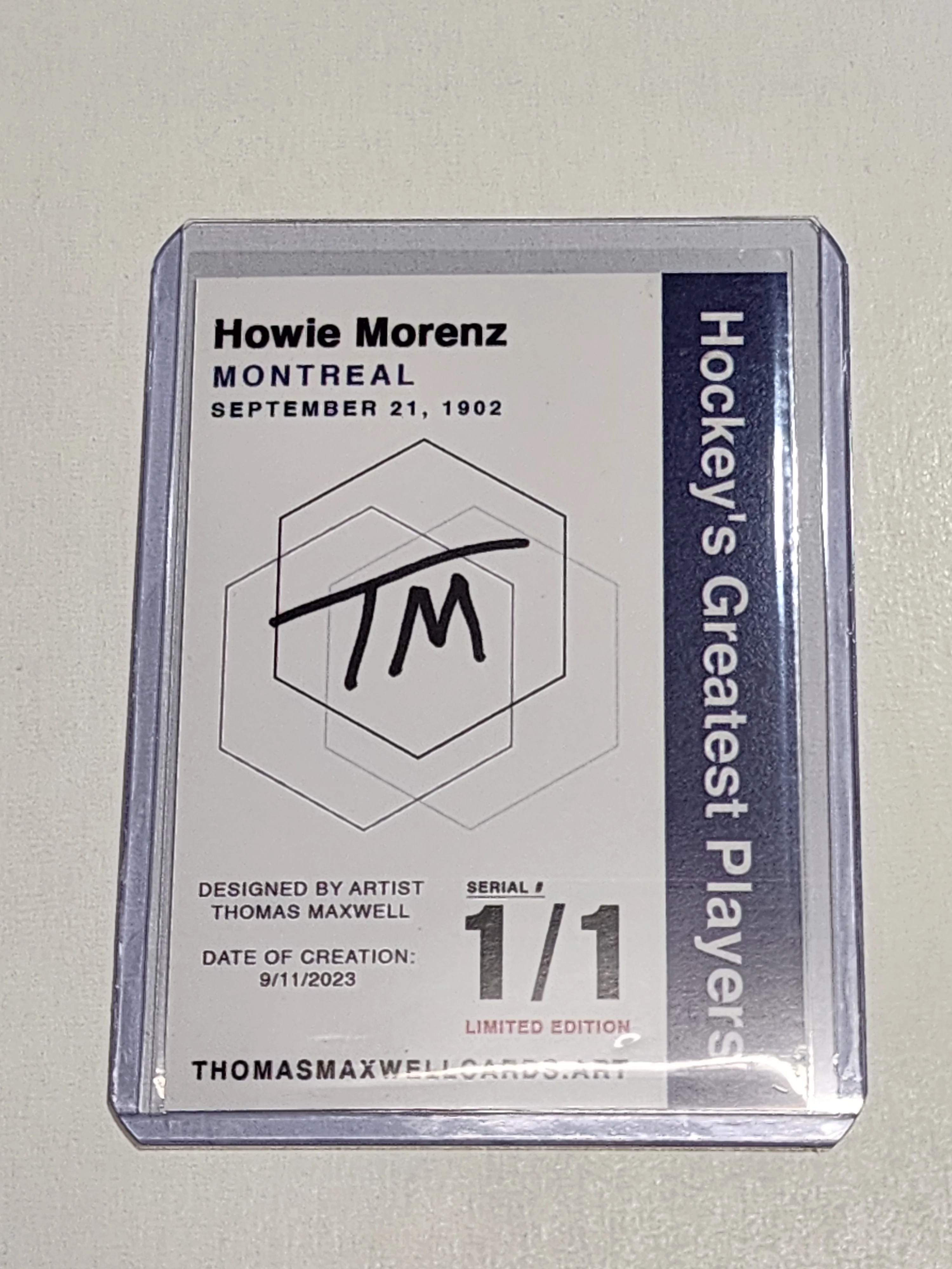 Howie Morenz Artist Signed Montreal Canadiens Refractor Art Card 1/1
