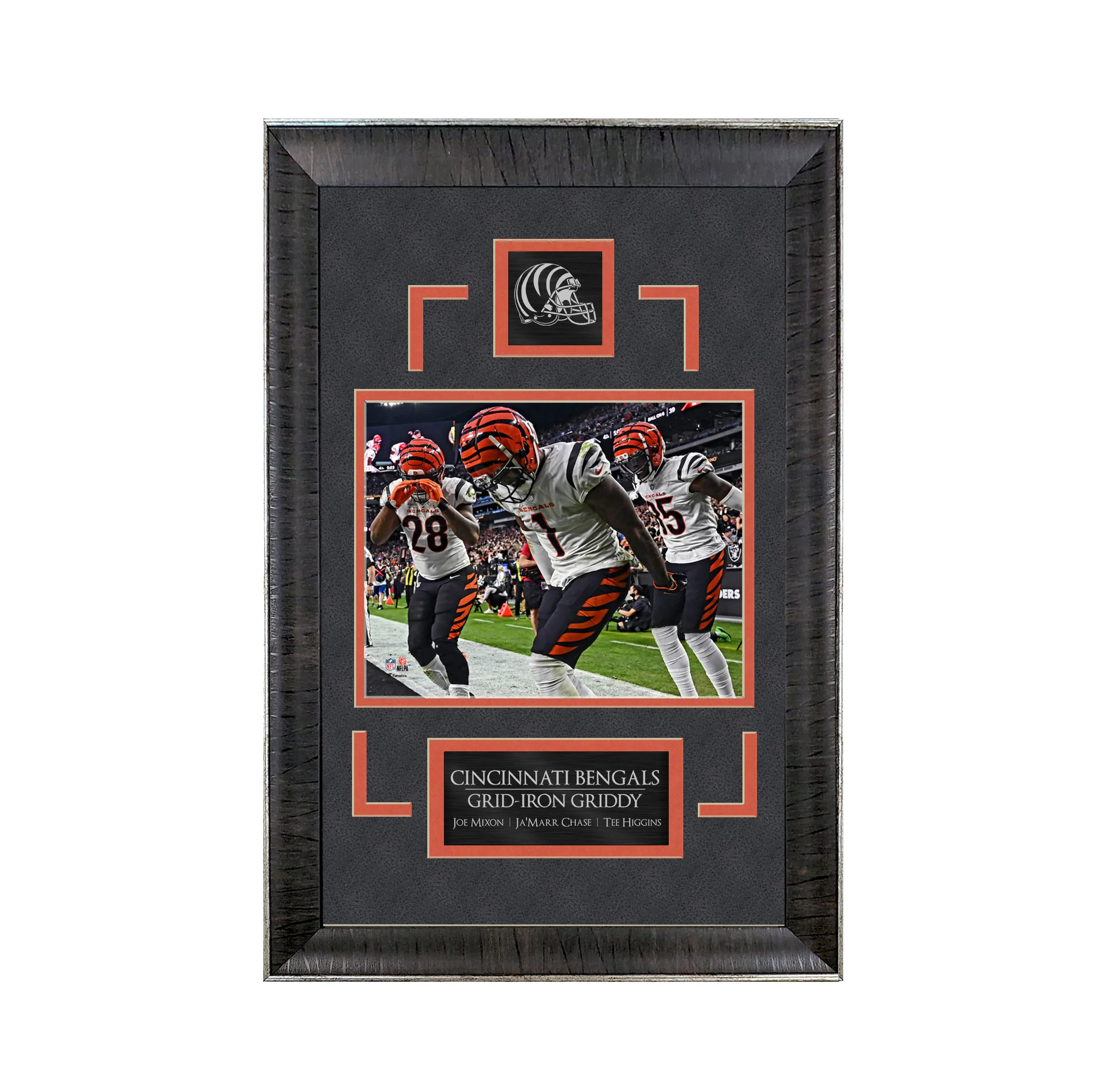 Chase, Mixon, Higgins - Grid Iron Griddy - Sports Deluxe | 16 x 23 - Framed Football Photo