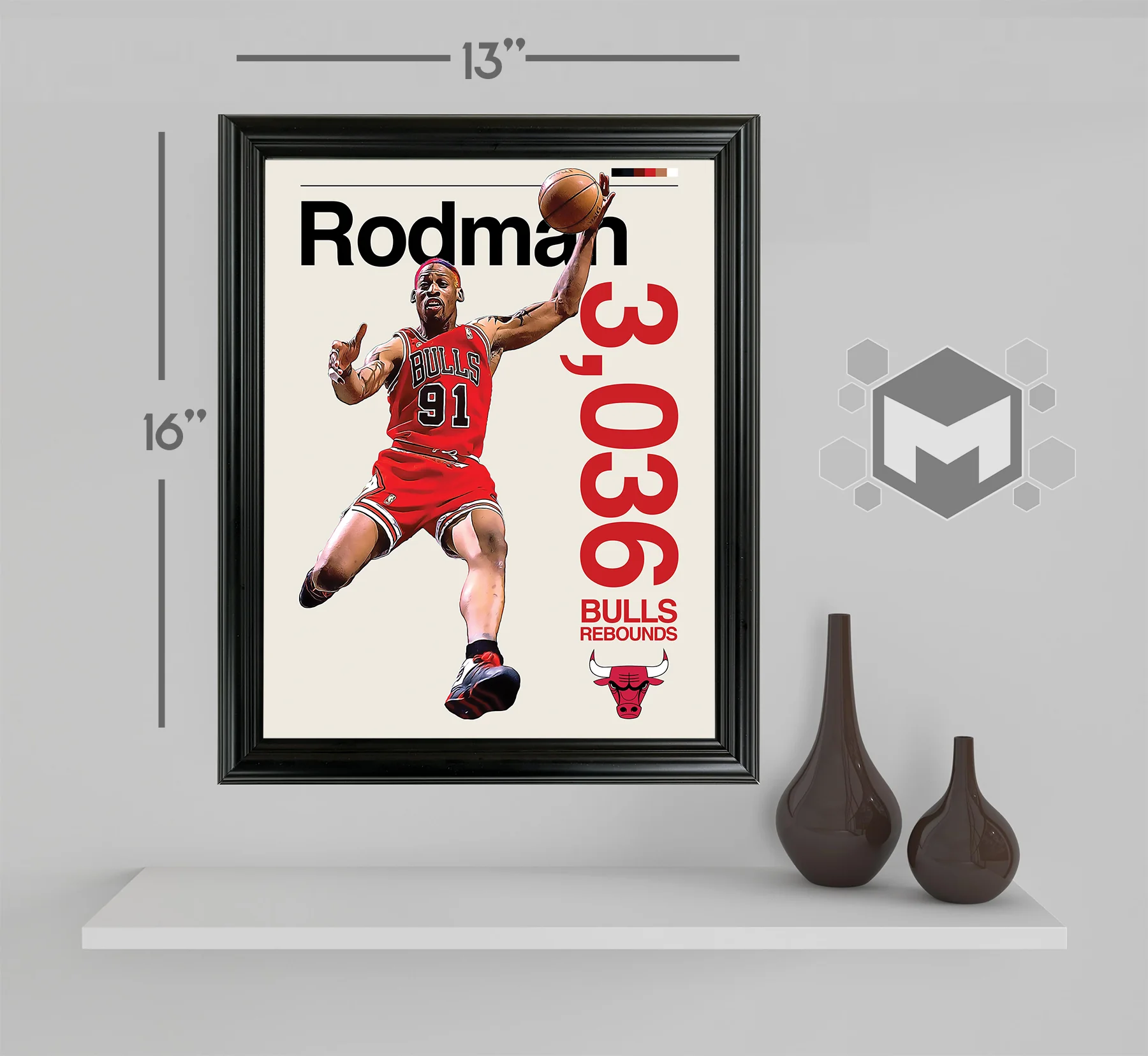 Dennis Rodman Framed Sports Art Photo by Thomas Maxwell