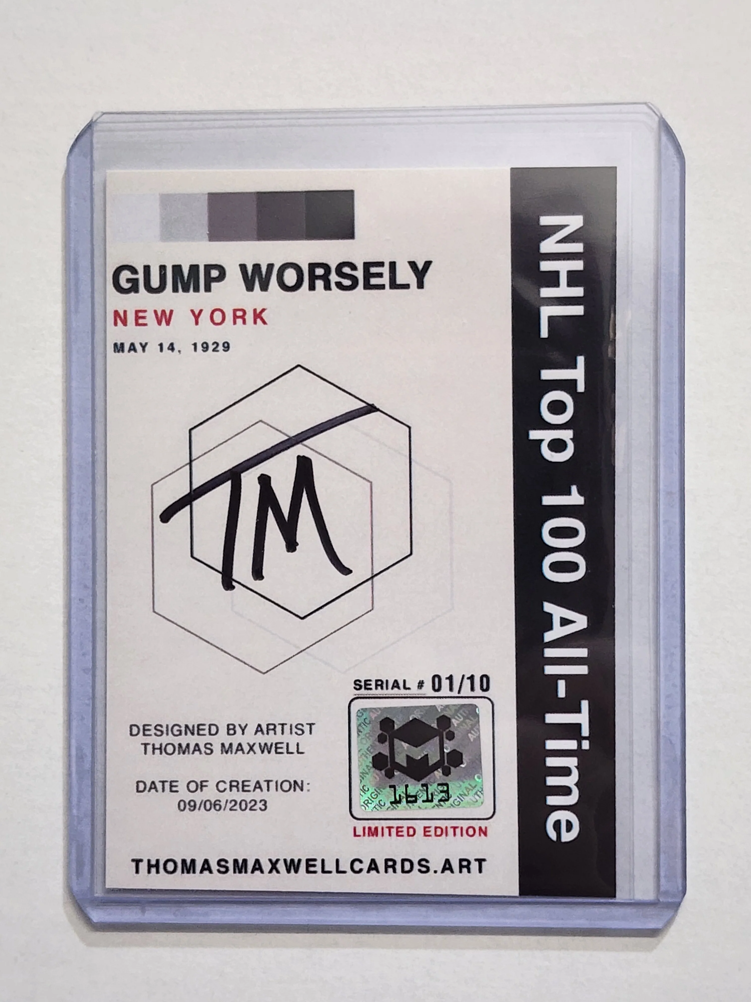 Gump Worsely Artist Signed Hockey Art Card 1/10