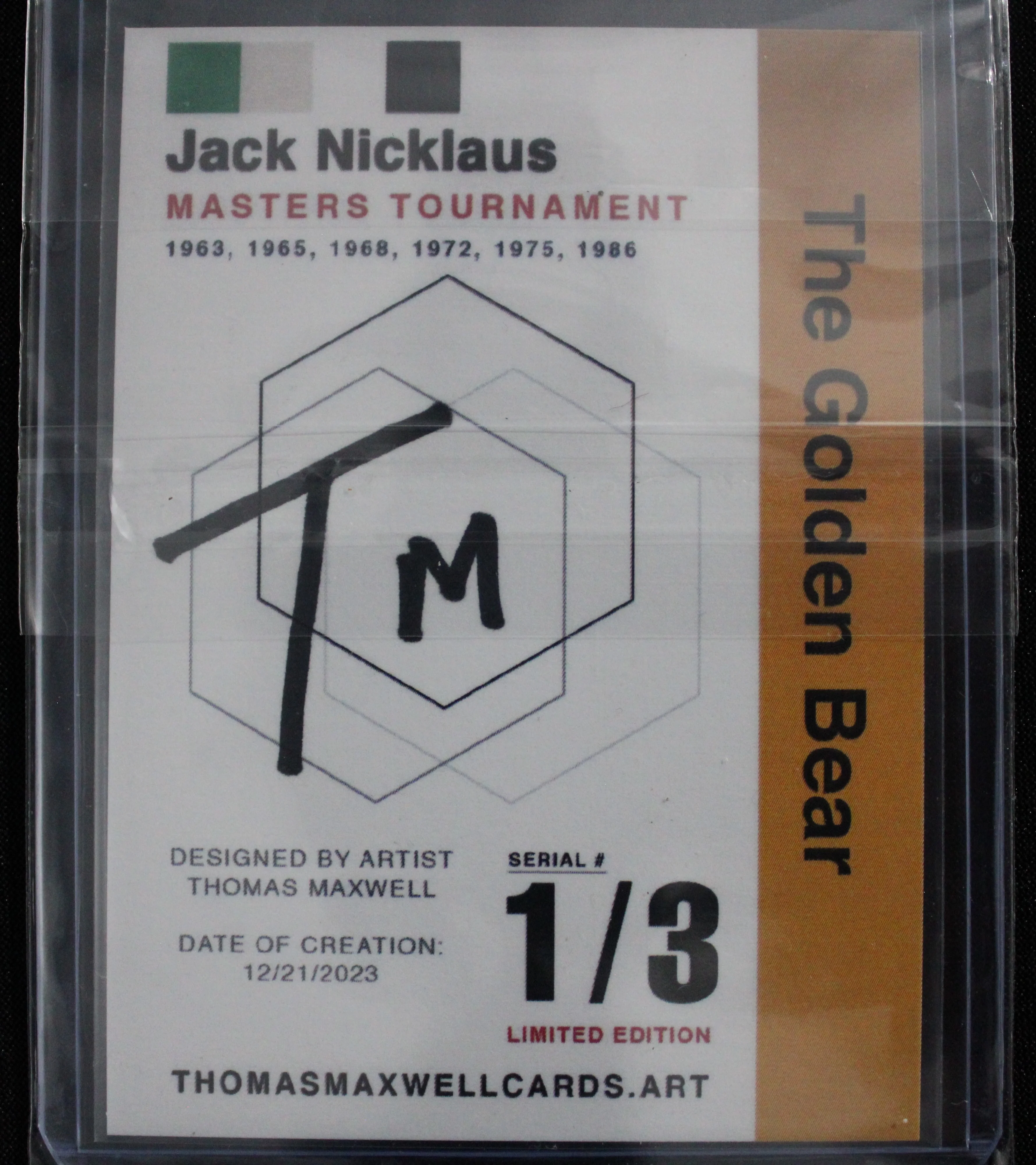 Jack Nicklaus Artist Signed Golf Gold Refractor Art Card 1/3