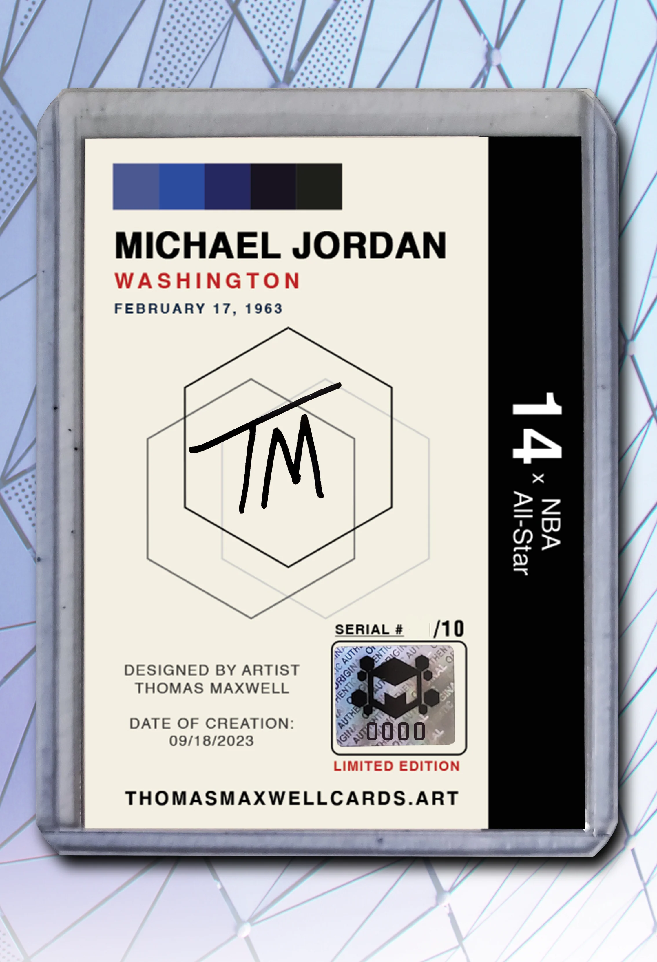 Michael Jordan Artist Signed Basketball Art Card 1/10
