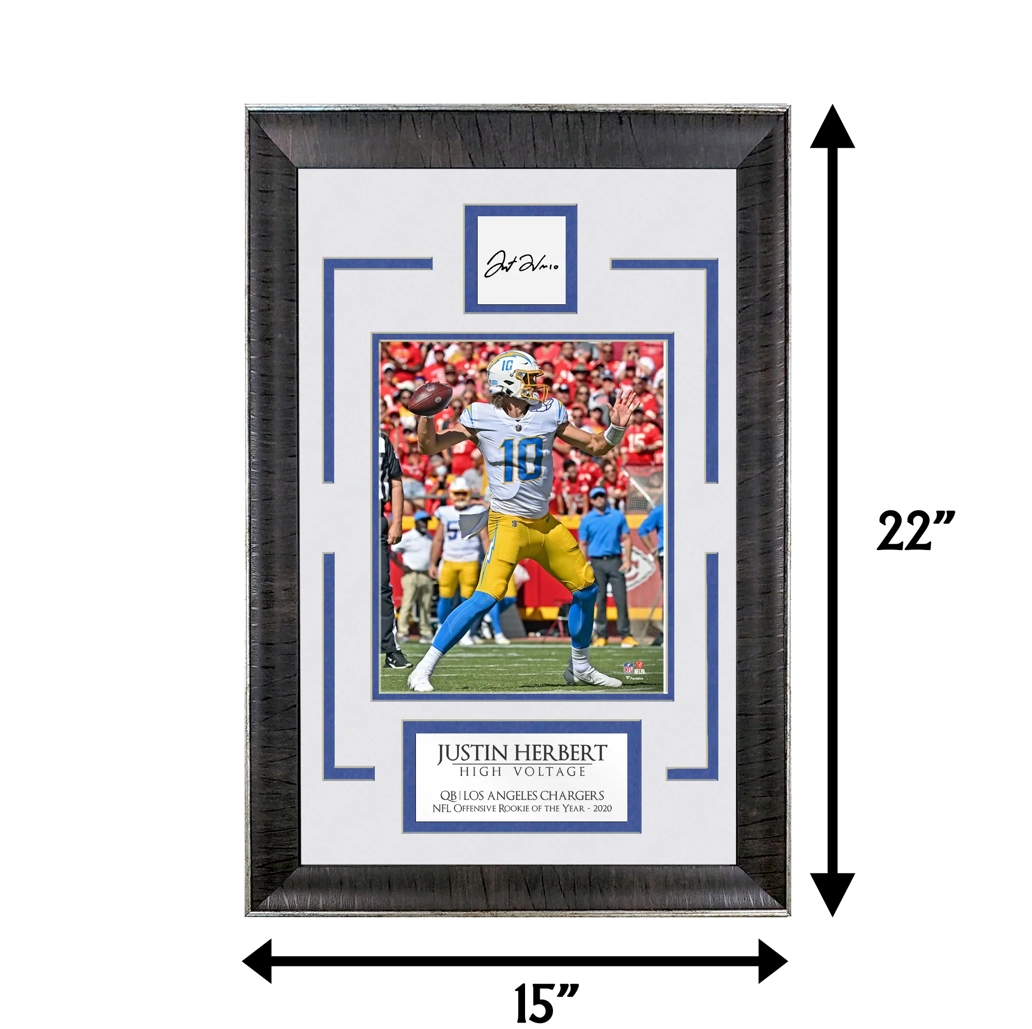 Justin Herbert - Bolts of Lightning - Spotlight Collection | 16 x 23 - Framed Football Photo