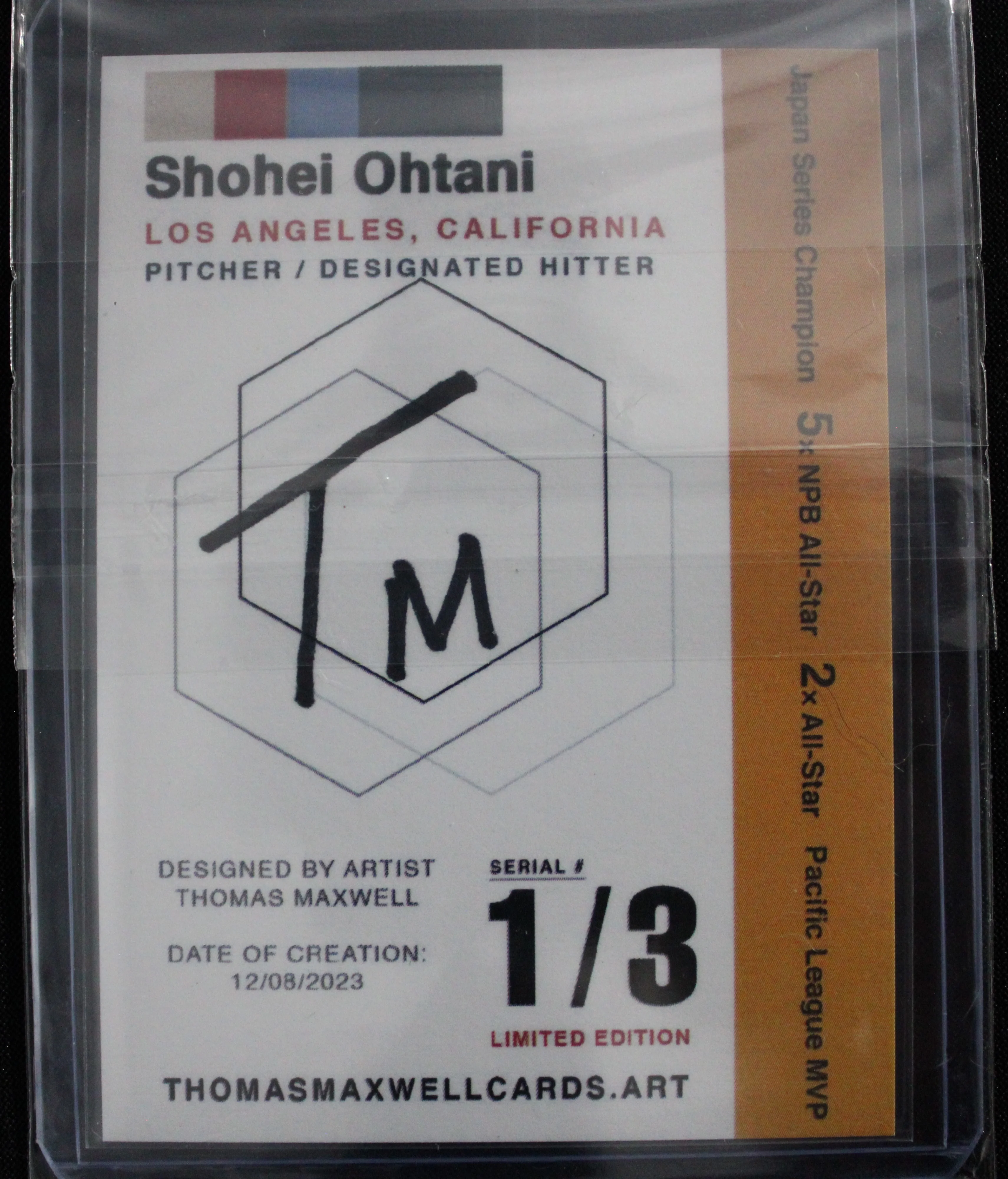 Shohei Ohtani Artist Signed Team Japan Gold Refractor Art Card 1/3