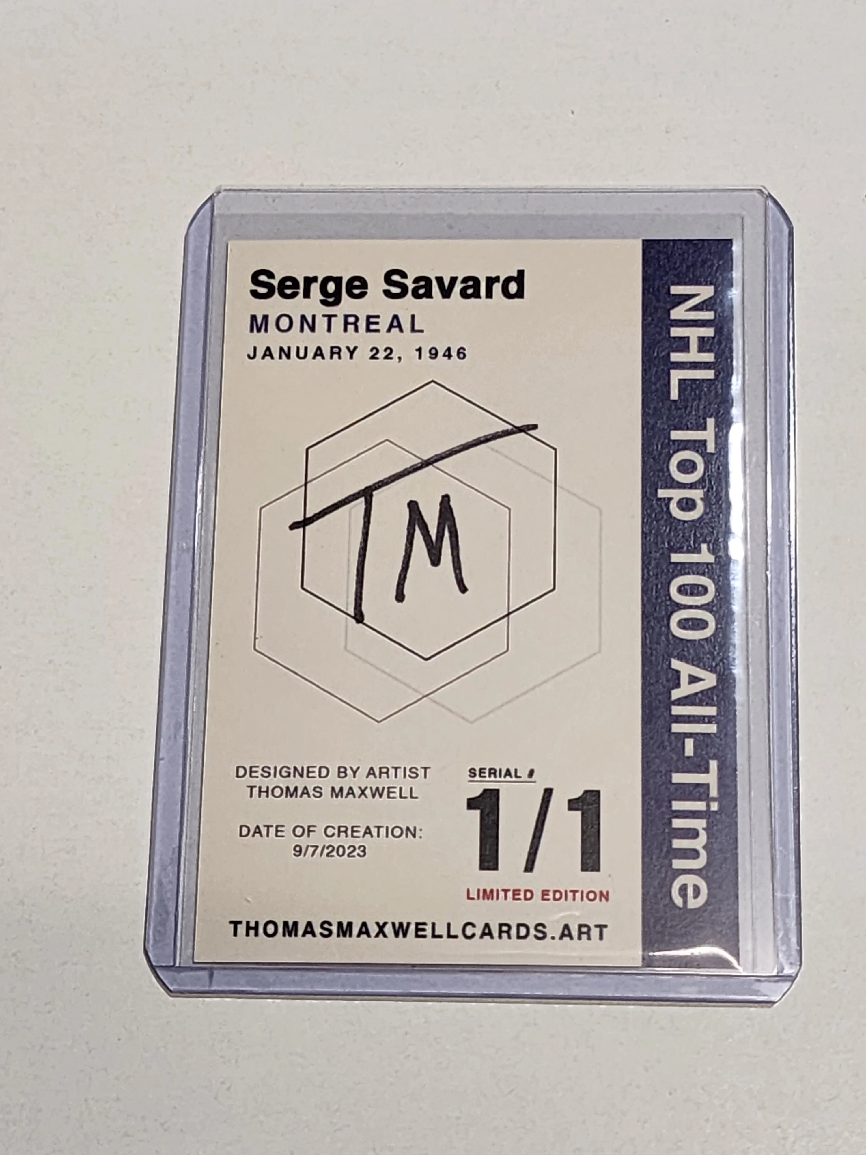 Serge Savard Artist Signed Montreal Canadiens Refractor Art Card 1/1